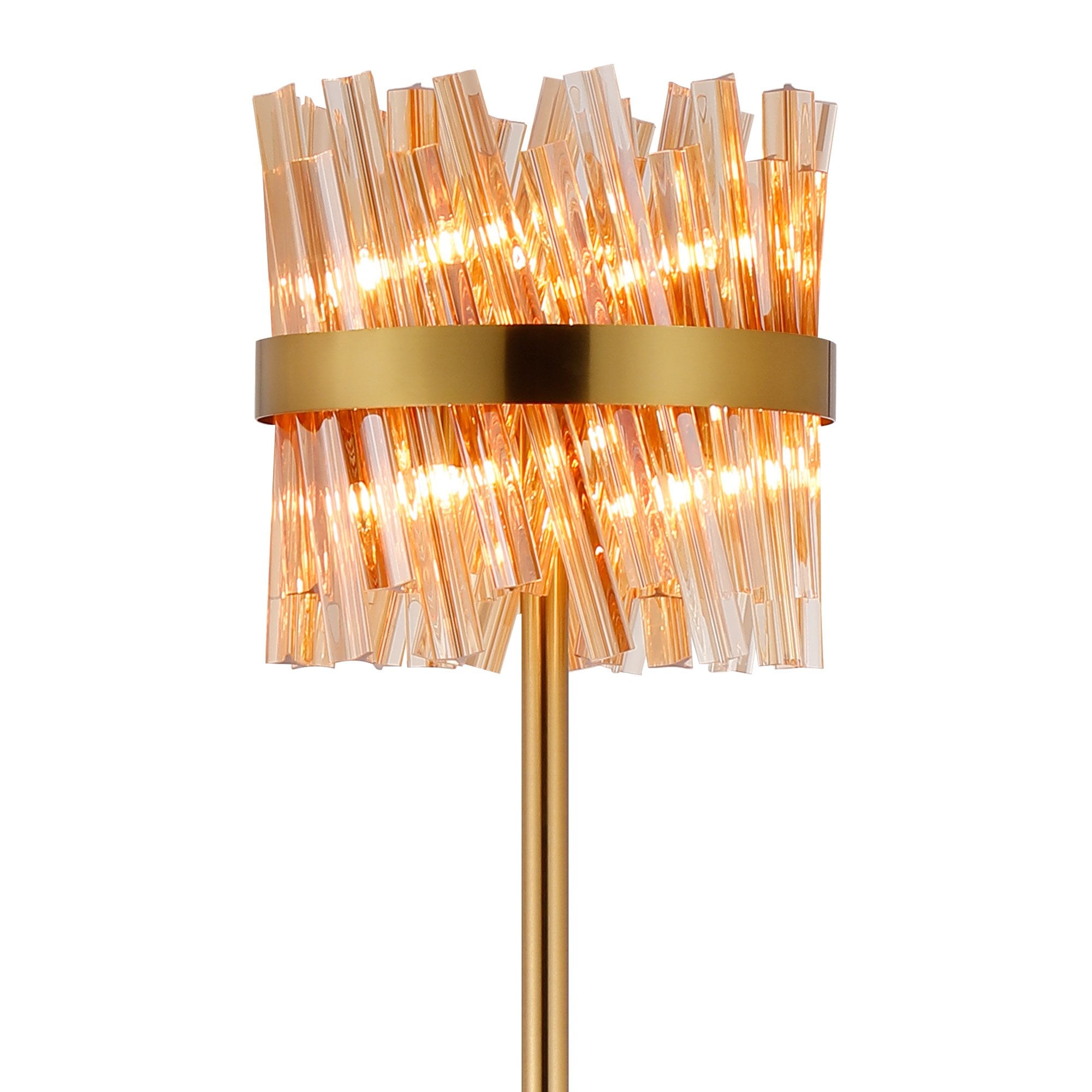 NL9514BR/AM9 Kaffer 8 Light Floor Lamp Brass Amber