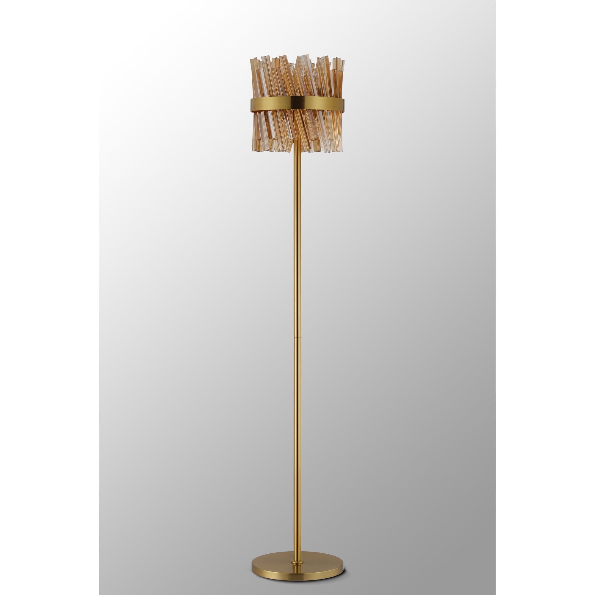 NL9514BR/AM9 Kaffer 8 Light Floor Lamp Brass Amber
