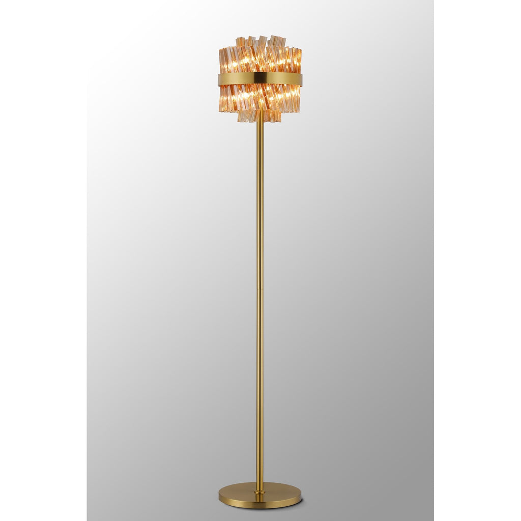 NL9514BR/AM9 Kaffer 8 Light Floor Lamp Brass Amber