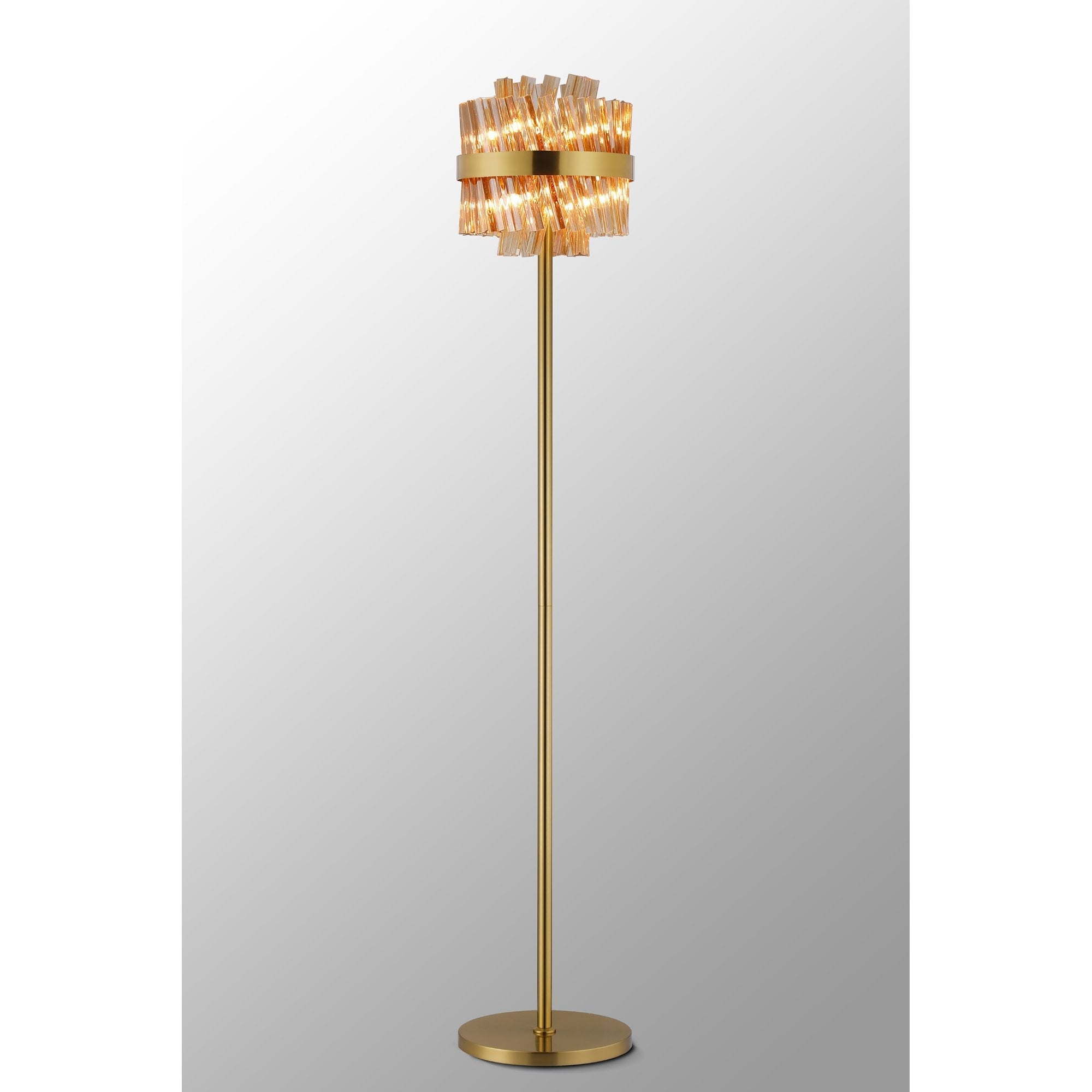 NL9514BR/AM9 Kaffer 8 Light Floor Lamp Brass Amber