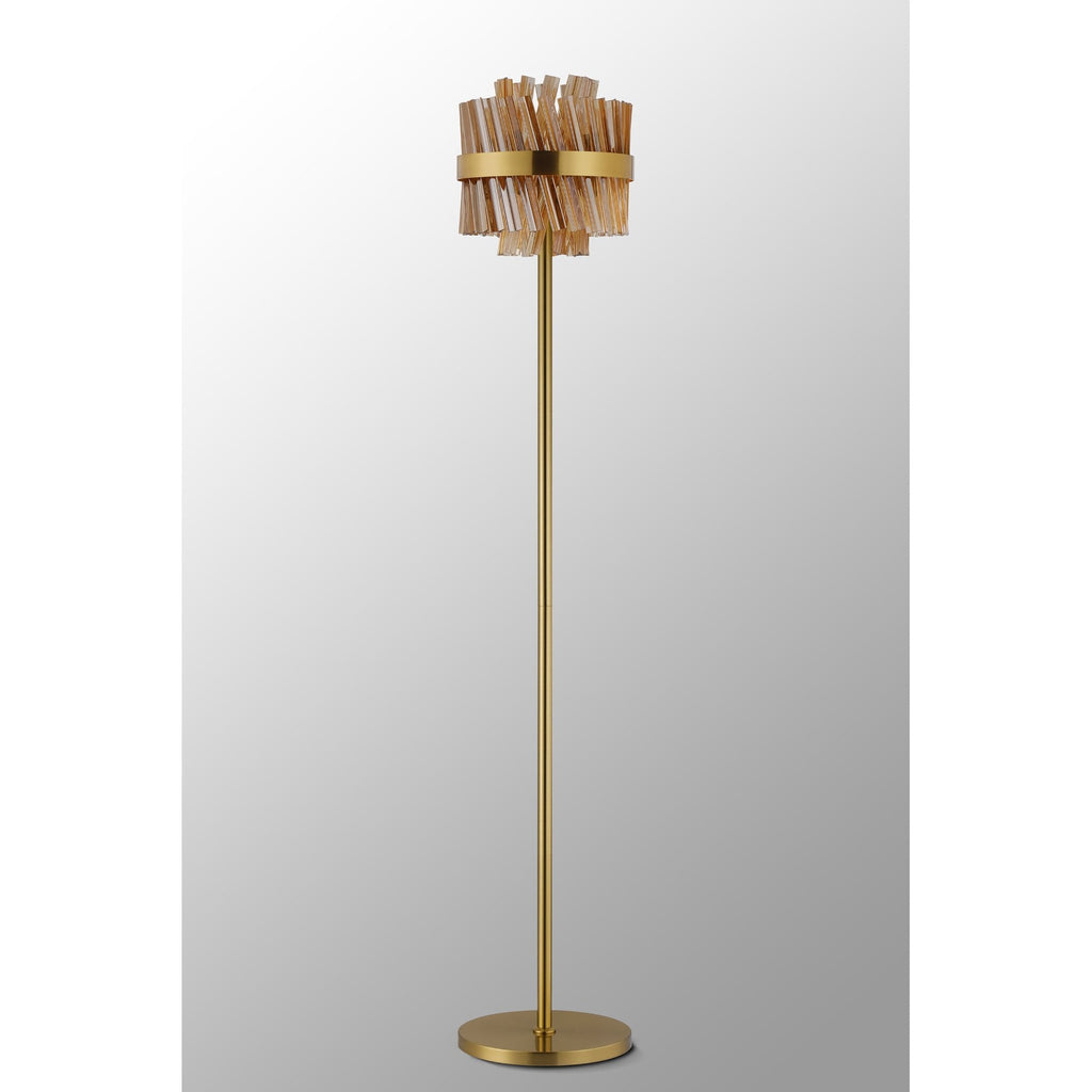NL9514BR/AM9 Kaffer 8 Light Floor Lamp Brass Amber