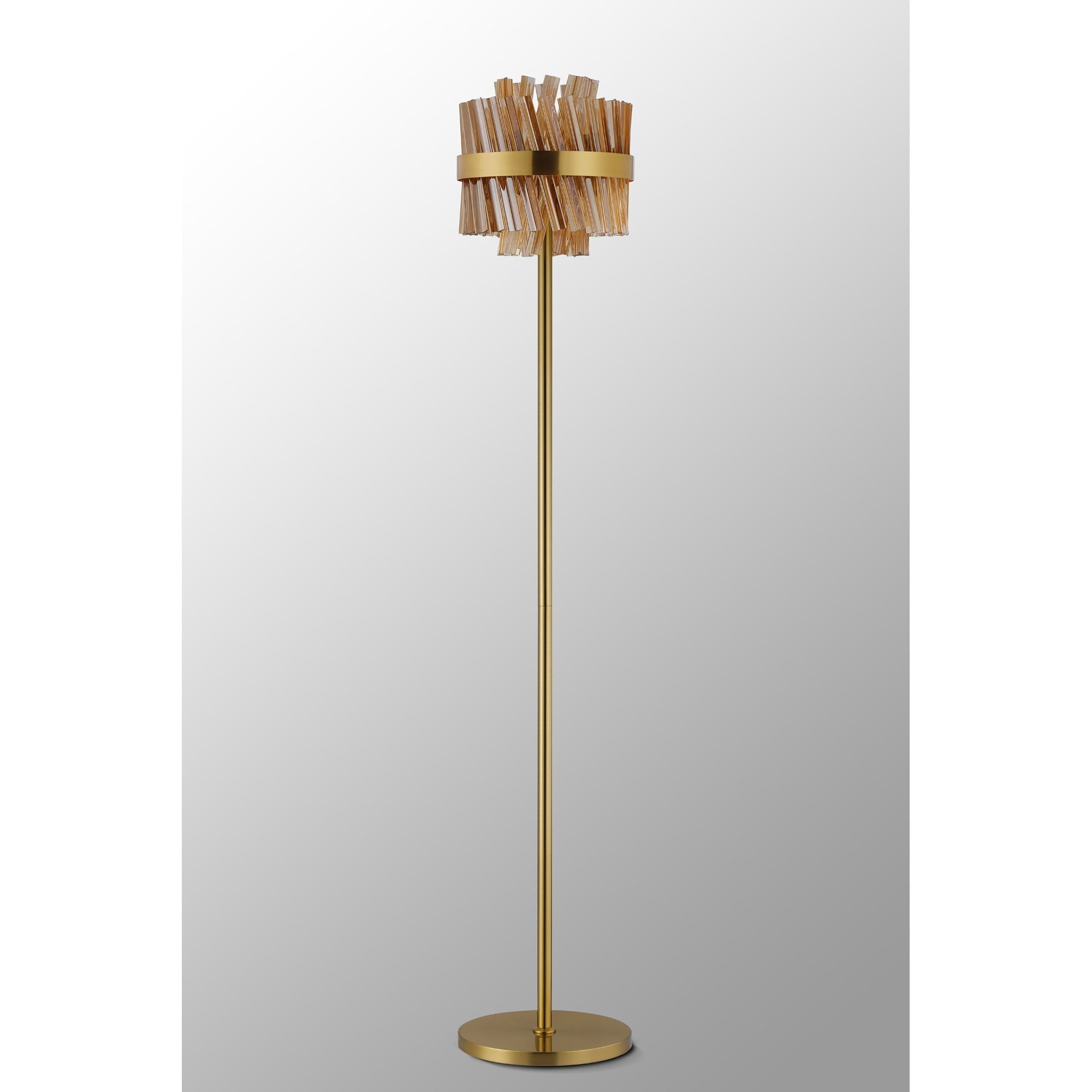 NL9514BR/AM9 Kaffer 8 Light Floor Lamp Brass Amber