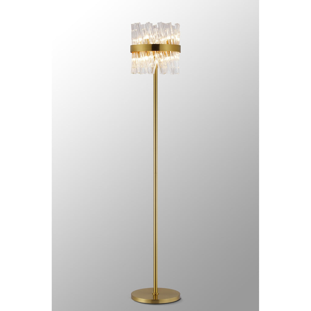 NL9514BR/CL9 Kaffer 8 Light Floor Lamp Brass Clear