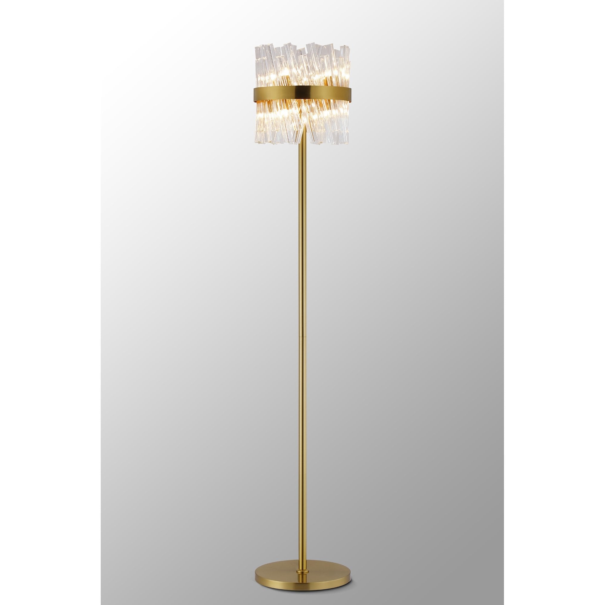 NL9514BR/CL9 Kaffer 8 Light Floor Lamp Brass Clear