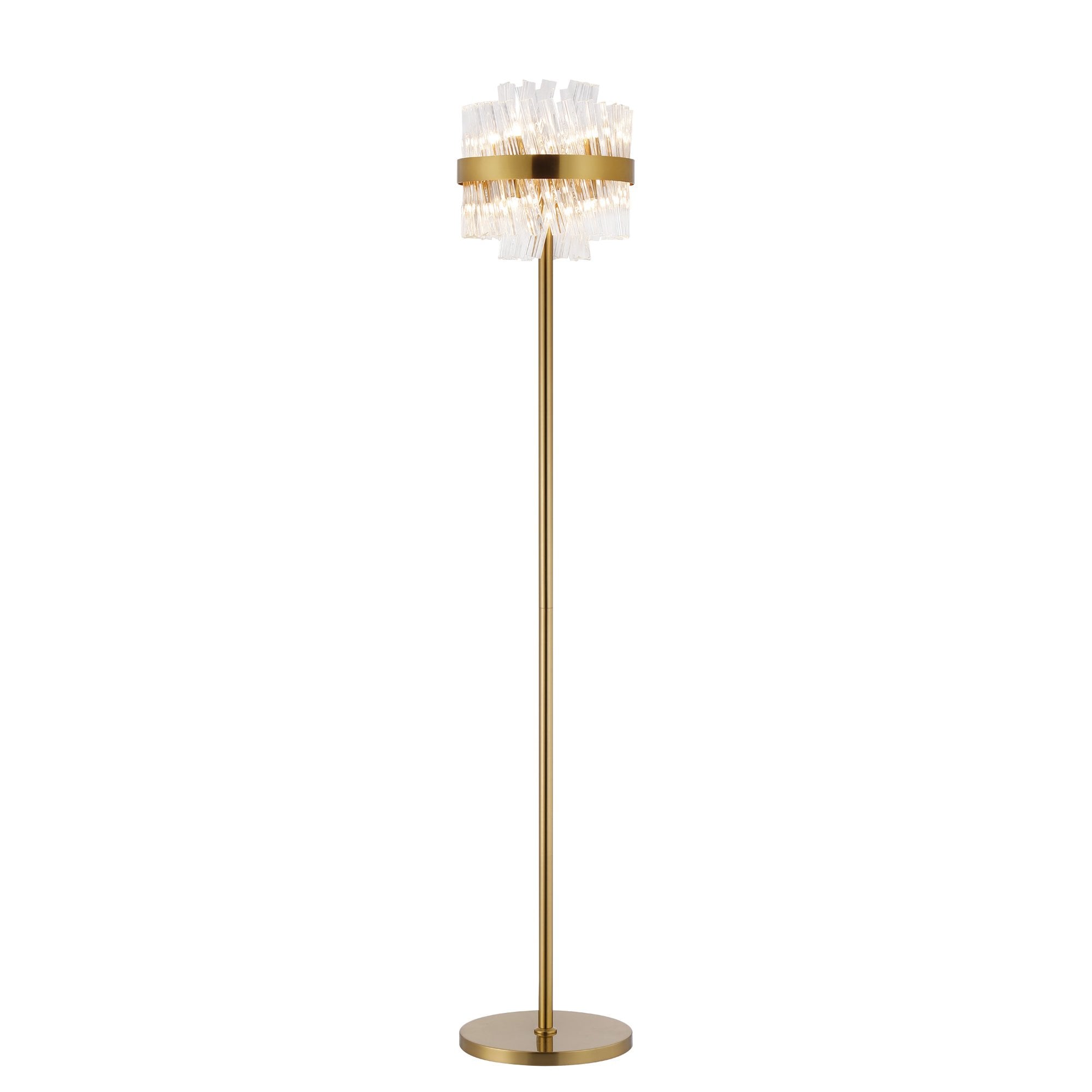 NL9514BR/CL9 Kaffer 8 Light Floor Lamp Brass Clear