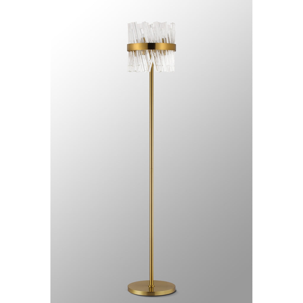 NL9514BR/CL9 Kaffer 8 Light Floor Lamp Brass Clear