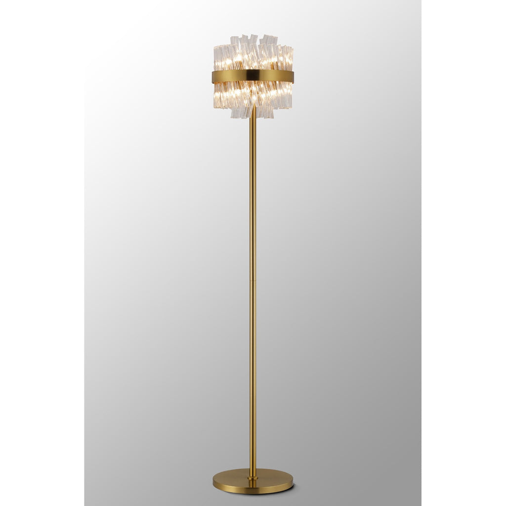 NL9514BR/CL9 Kaffer 8 Light Floor Lamp Brass Clear