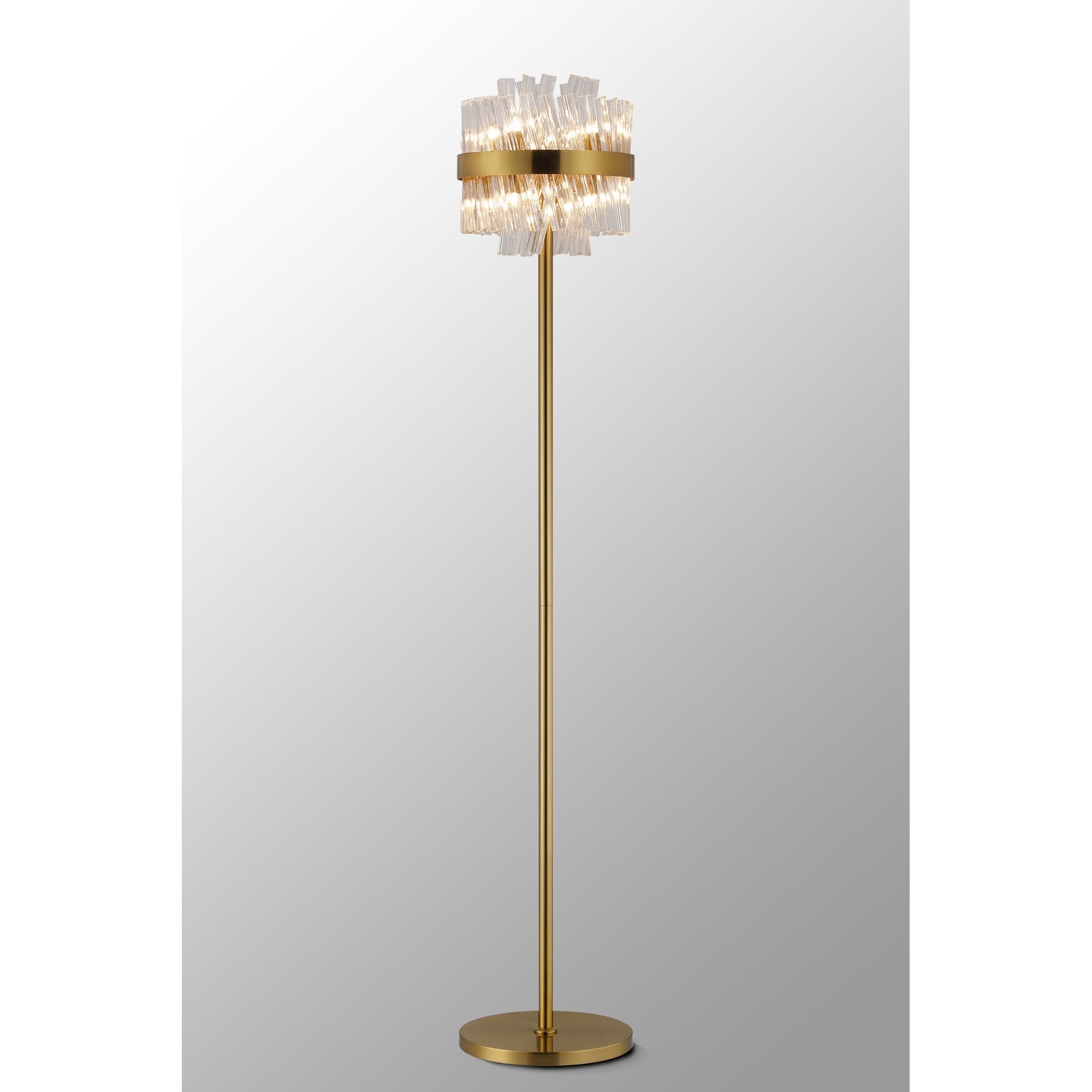 NL9514BR/CL9 Kaffer 8 Light Floor Lamp Brass Clear