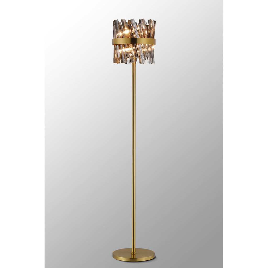 NL9514BR/SM9 Kaffer 8 Light Floor Lamp Brass Smoke