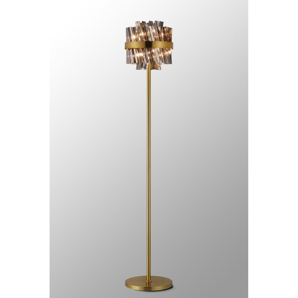 NL9514BR/SM9 Kaffer 8 Light Floor Lamp Brass Smoke
