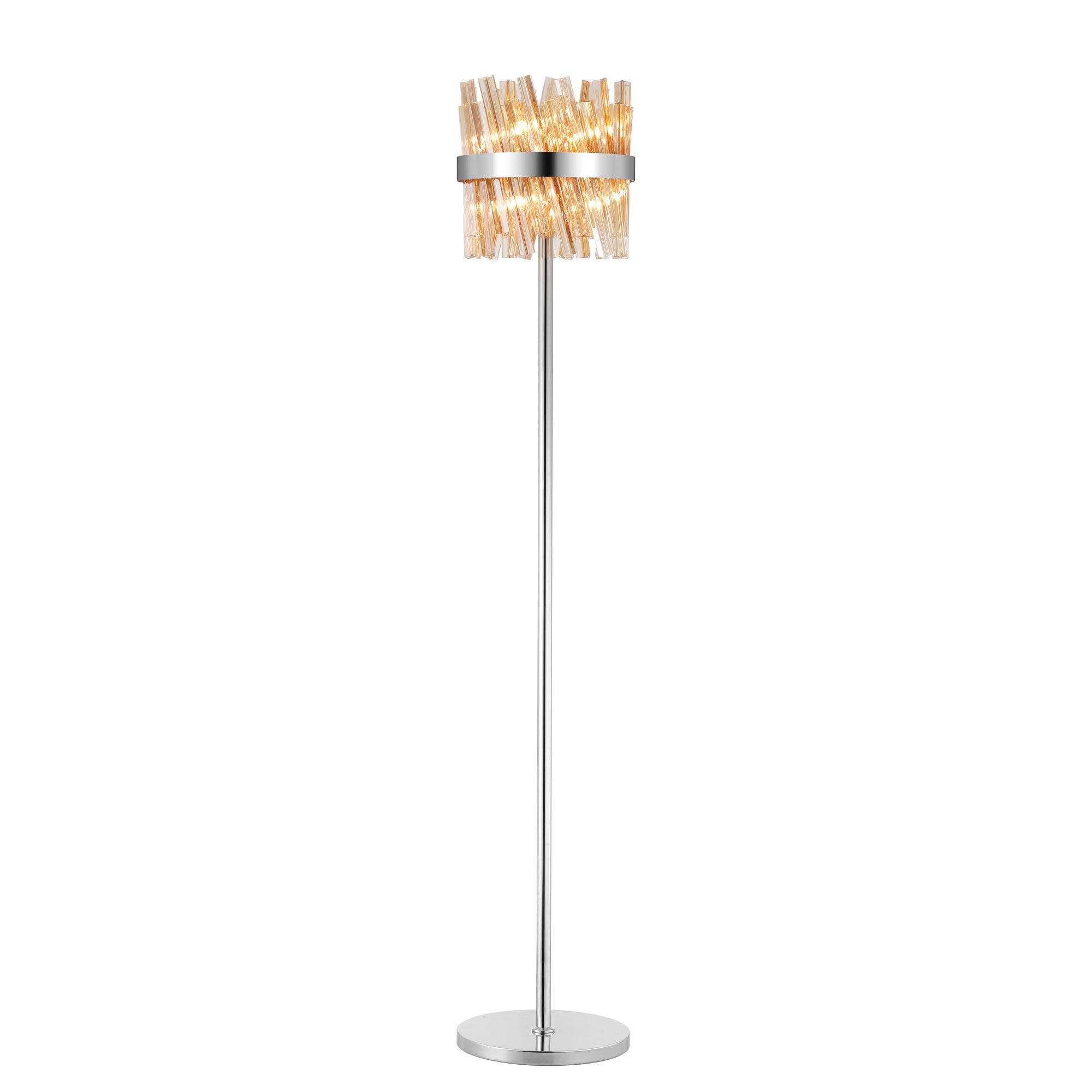 NL9514PN/AM9 Kaffer 8 Light Floor Lamp Polished Nickel Amber