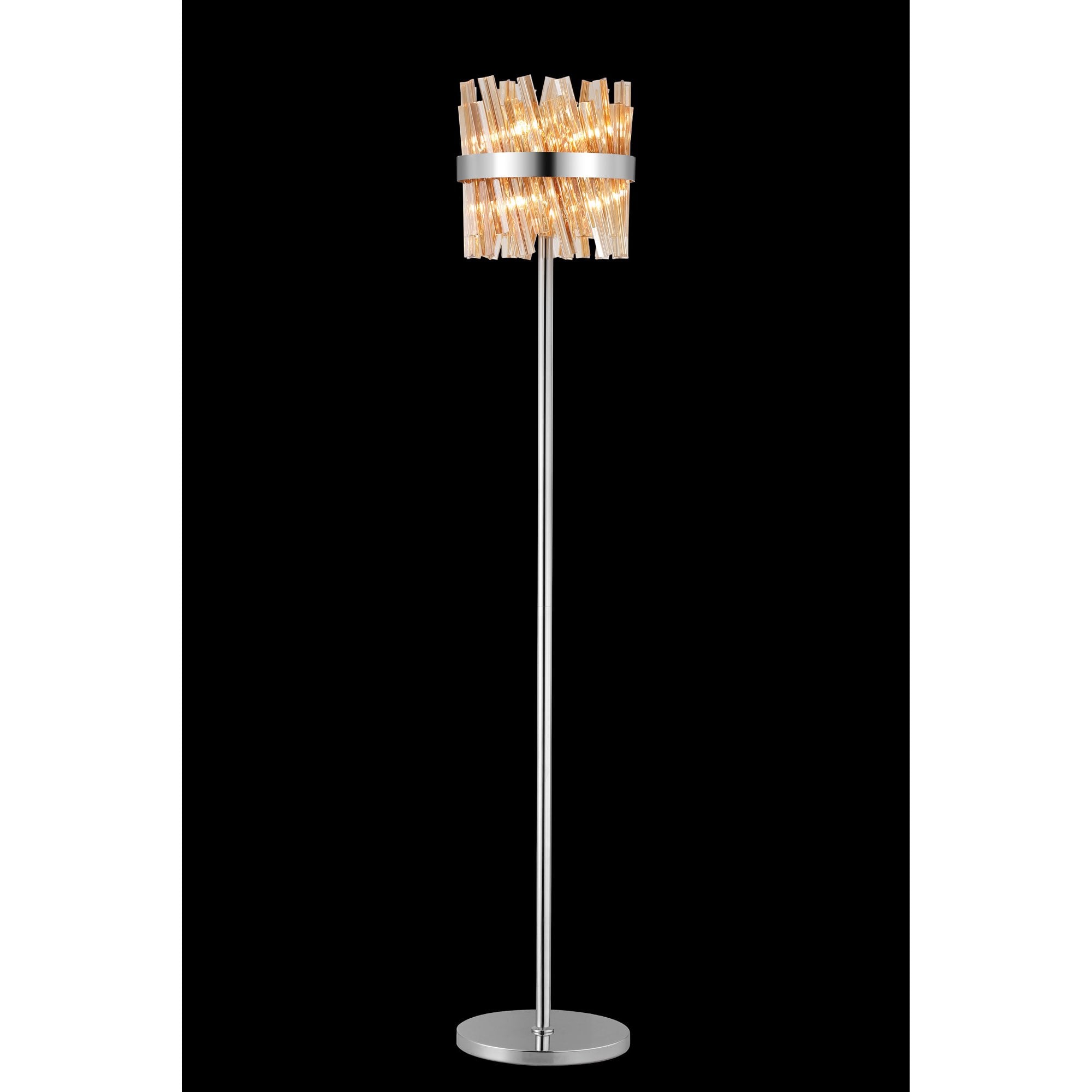 NL9514PN/AM9 Kaffer 8 Light Floor Lamp Polished Nickel Amber