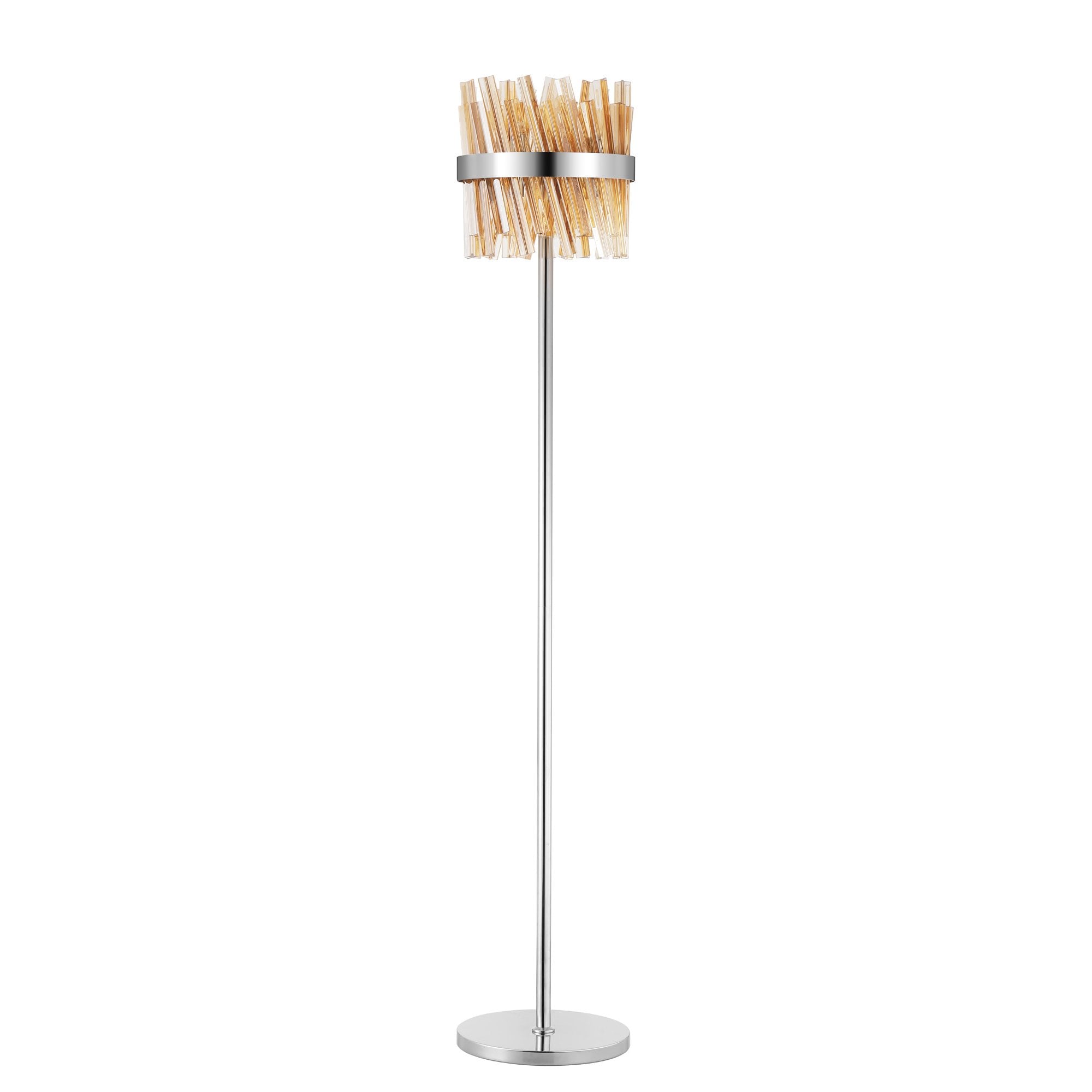 NL9514PN/AM9 Kaffer 8 Light Floor Lamp Polished Nickel Amber
