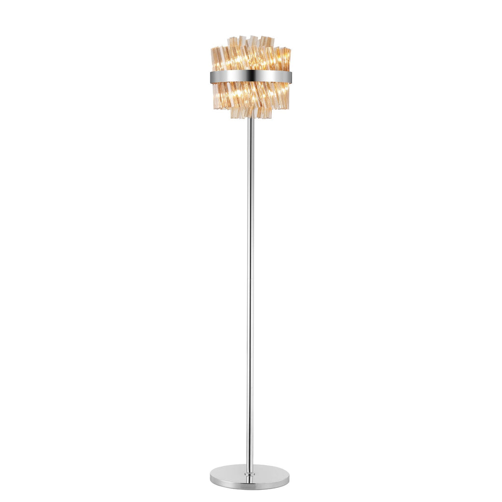 NL9514PN/AM9 Kaffer 8 Light Floor Lamp Polished Nickel Amber