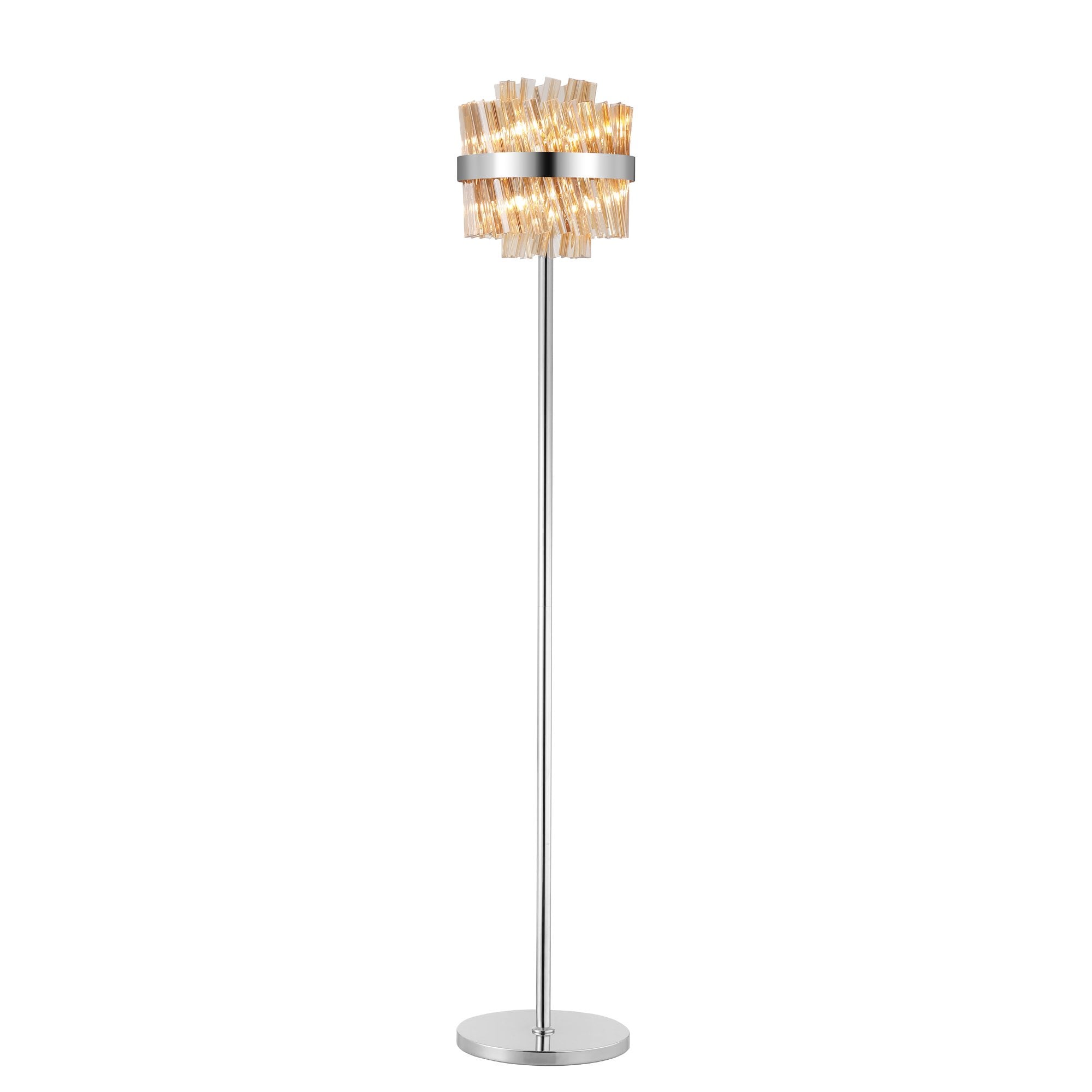 NL9514PN/AM9 Kaffer 8 Light Floor Lamp Polished Nickel Amber