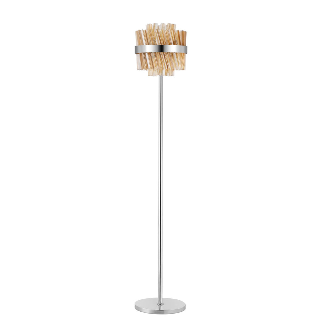 NL9514PN/AM9 Kaffer 8 Light Floor Lamp Polished Nickel Amber