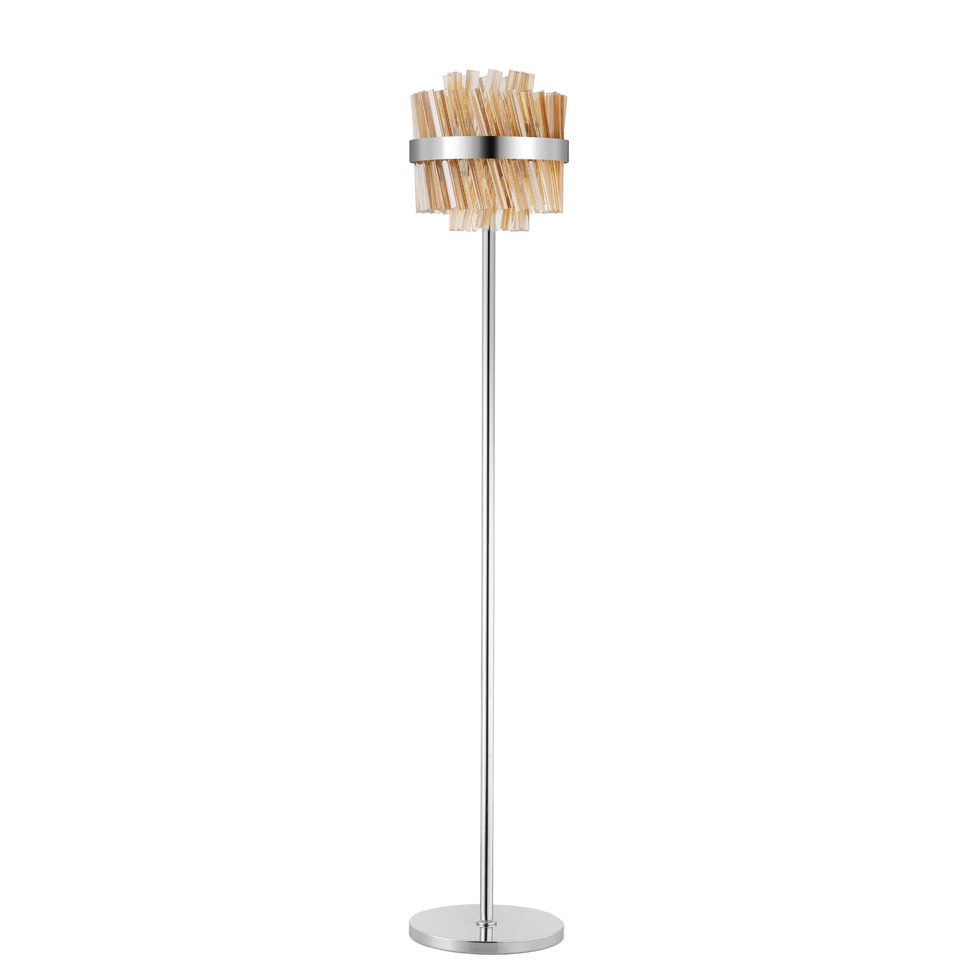 NL9514PN/AM9 Kaffer 8 Light Floor Lamp Polished Nickel Amber
