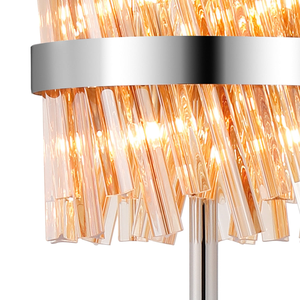NL9514PN/AM9 Kaffer 8 Light Floor Lamp Polished Nickel Amber