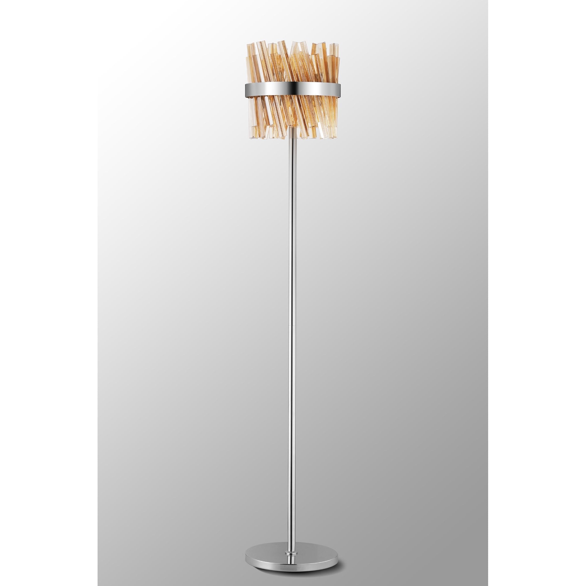 NL9514PN/AM9 Kaffer 8 Light Floor Lamp Polished Nickel Amber