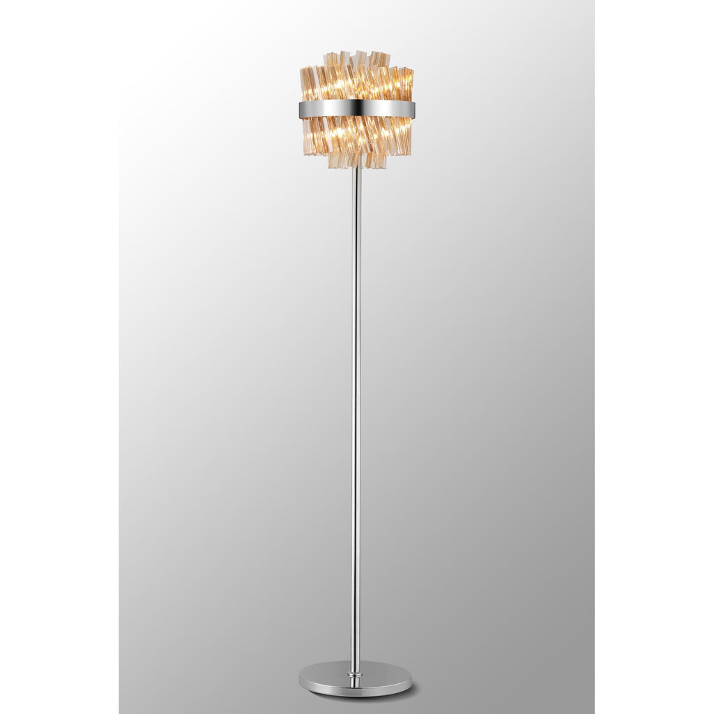 NL9514PN/AM9 Kaffer 8 Light Floor Lamp Polished Nickel Amber
