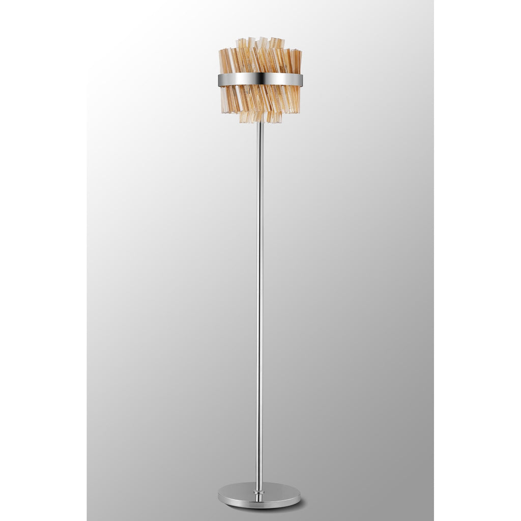 NL9514PN/AM9 Kaffer 8 Light Floor Lamp Polished Nickel Amber
