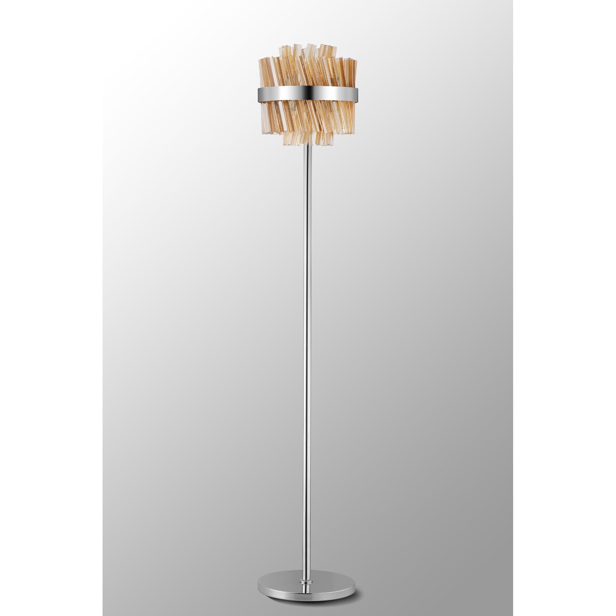 NL9514PN/AM9 Kaffer 8 Light Floor Lamp Polished Nickel Amber