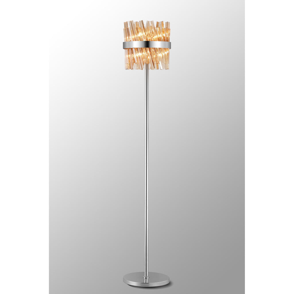 NL9514PN/AM9 Kaffer 8 Light Floor Lamp Polished Nickel Amber