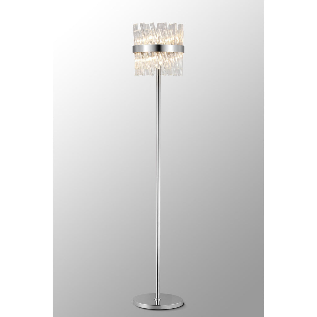 NL9514PN/CL9 Kaffer 8 Light Floor Lamp Polished Nickel Clear