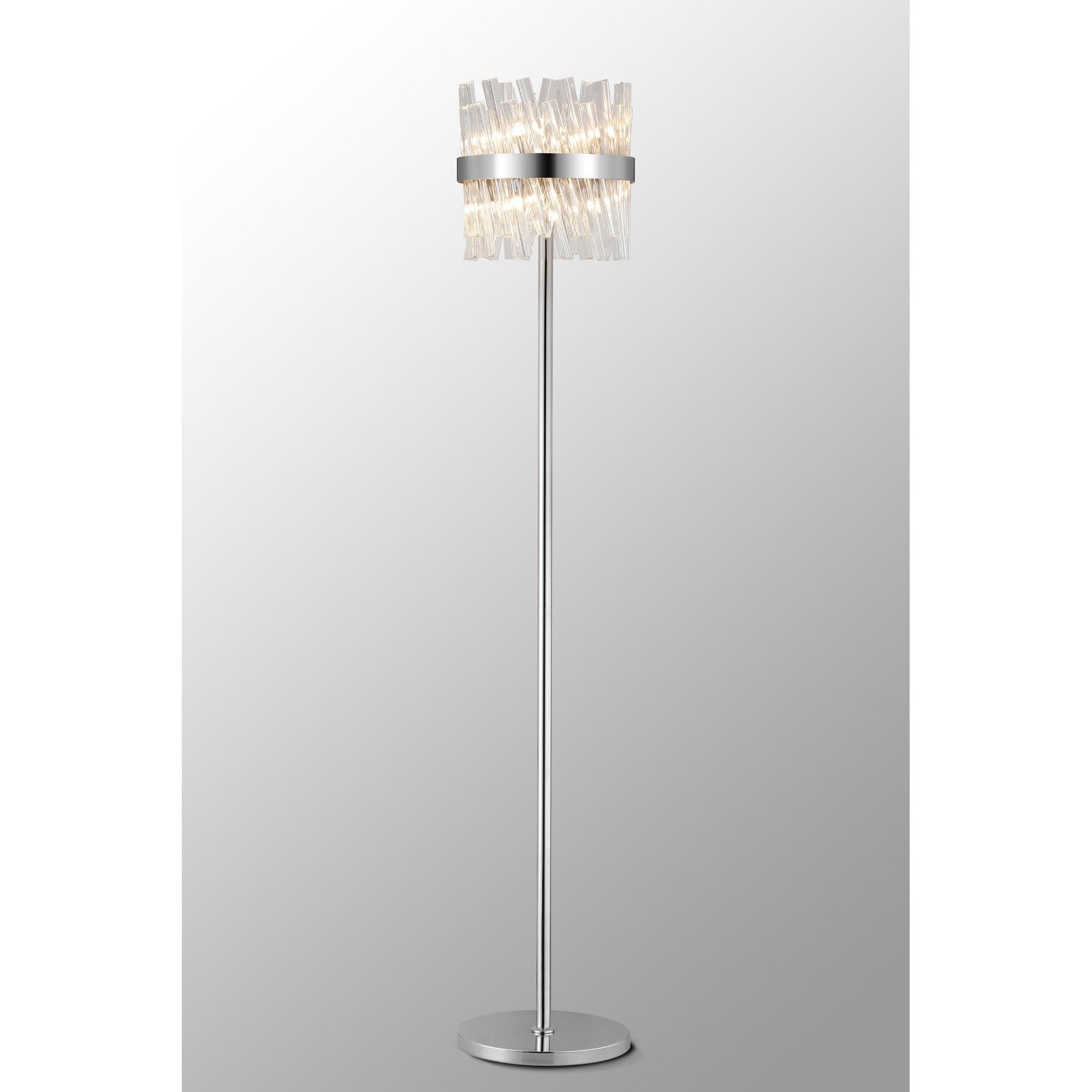NL9514PN/CL9 Kaffer 8 Light Floor Lamp Polished Nickel Clear