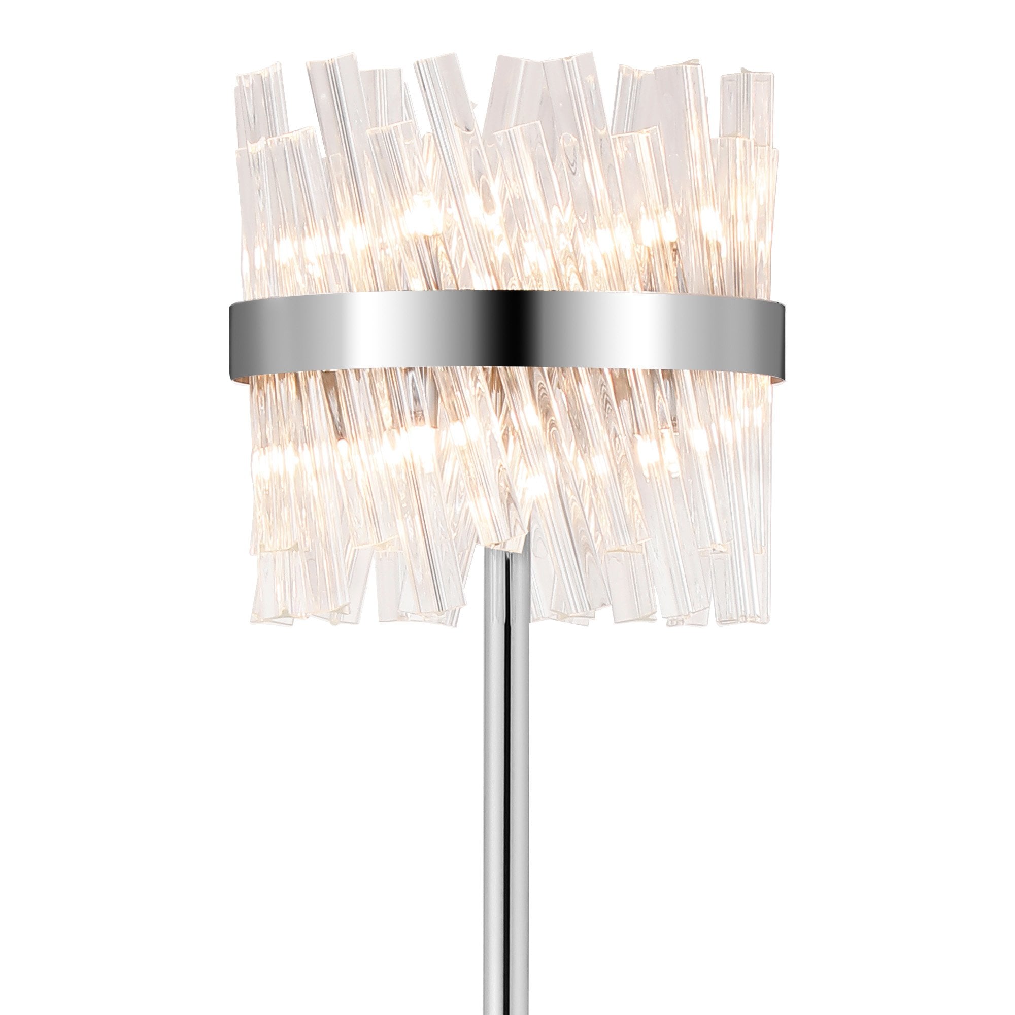 NL9514PN/CL9 Kaffer 8 Light Floor Lamp Polished Nickel Clear