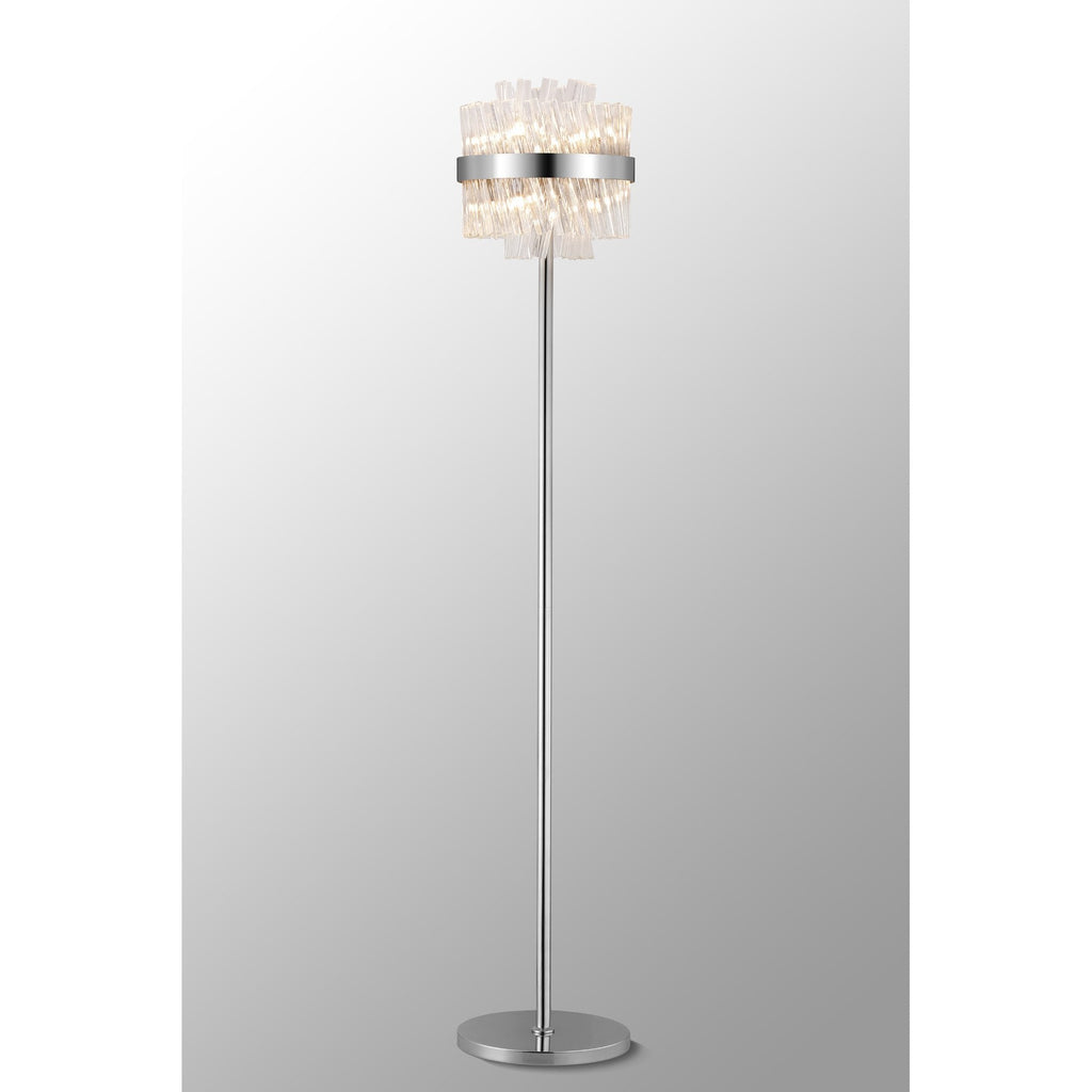 NL9514PN/CL9 Kaffer 8 Light Floor Lamp Polished Nickel Clear