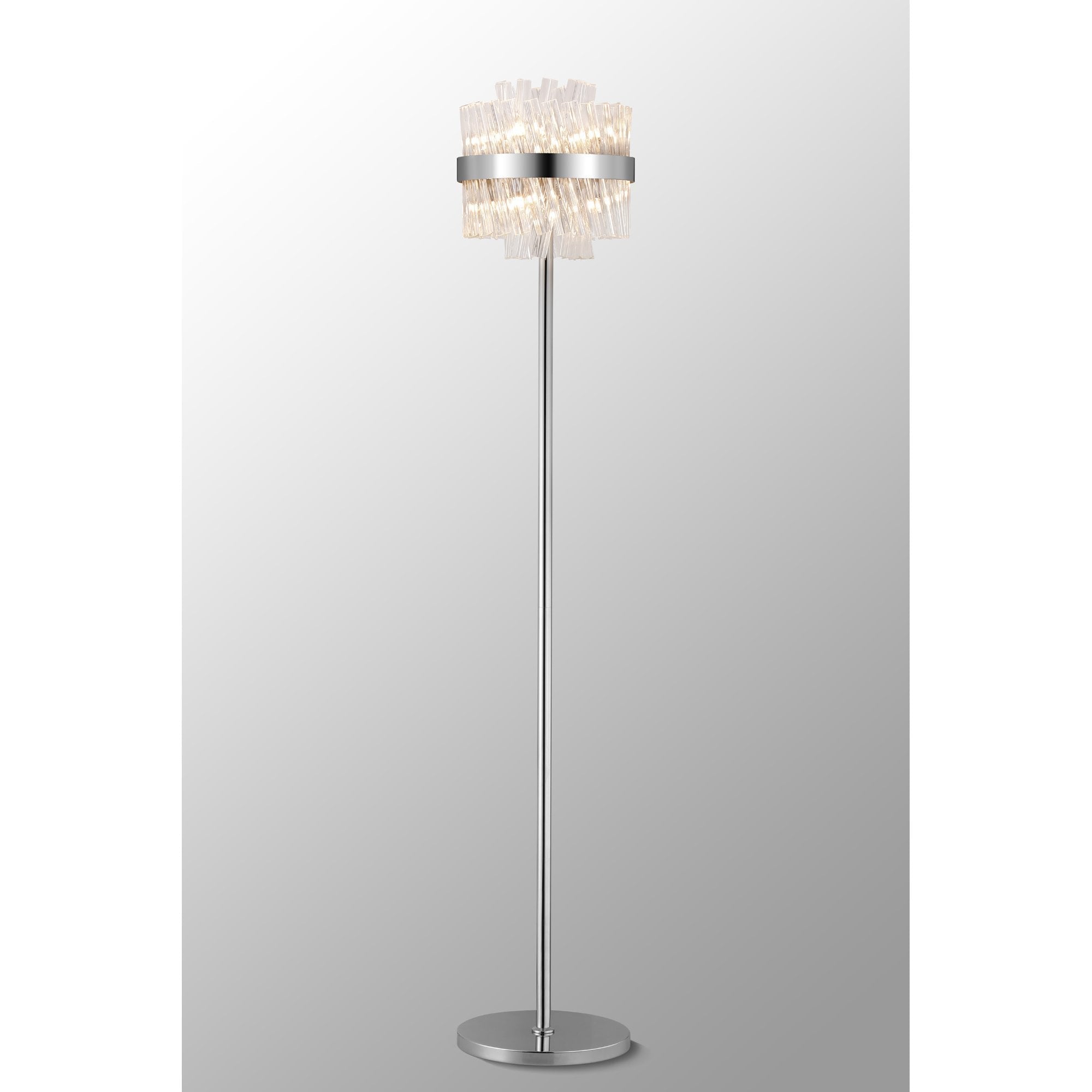 NL9514PN/CL9 Kaffer 8 Light Floor Lamp Polished Nickel Clear