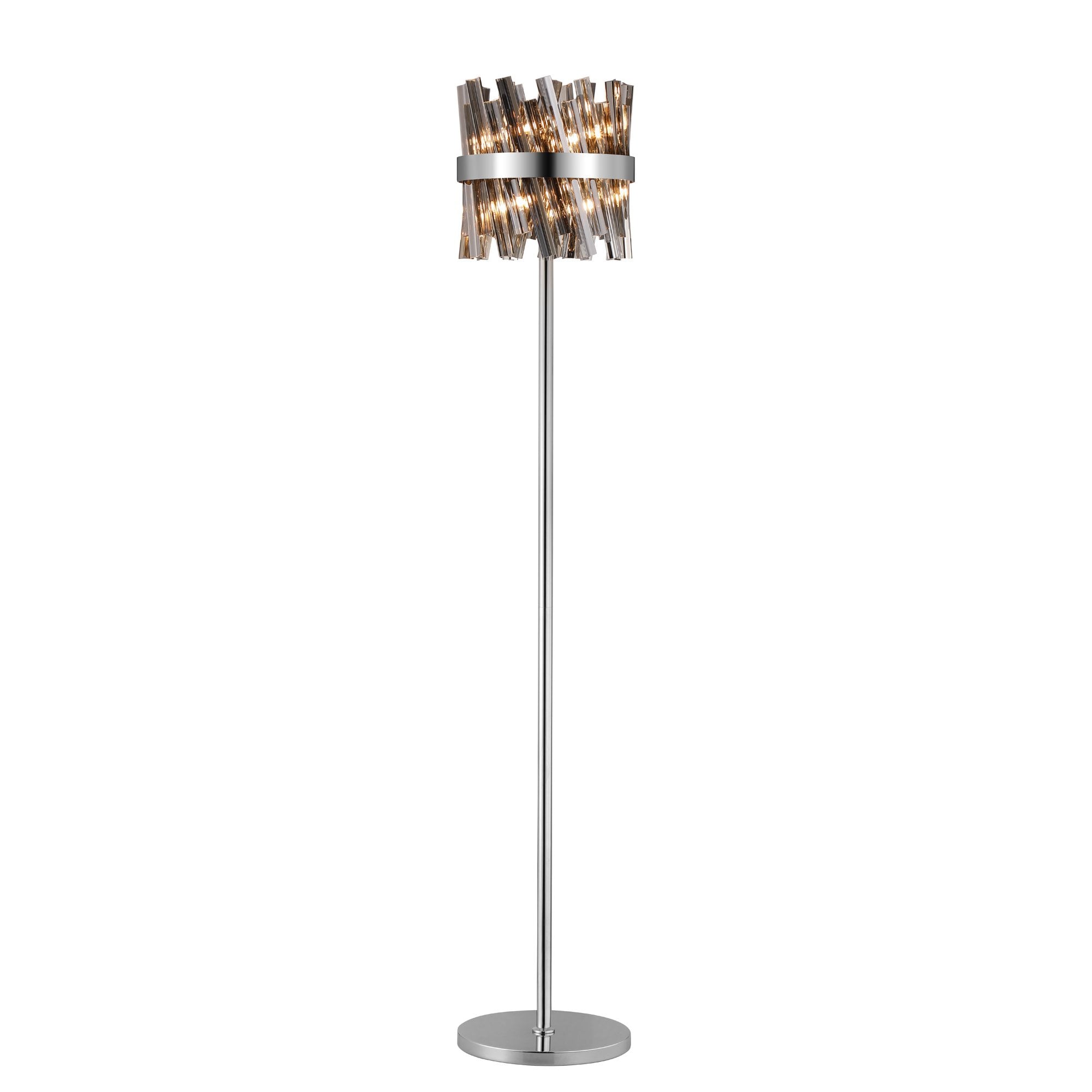 NL9514PN/SM9 Kaffer 8 Light Floor Lamp Polished Nickel Smoke