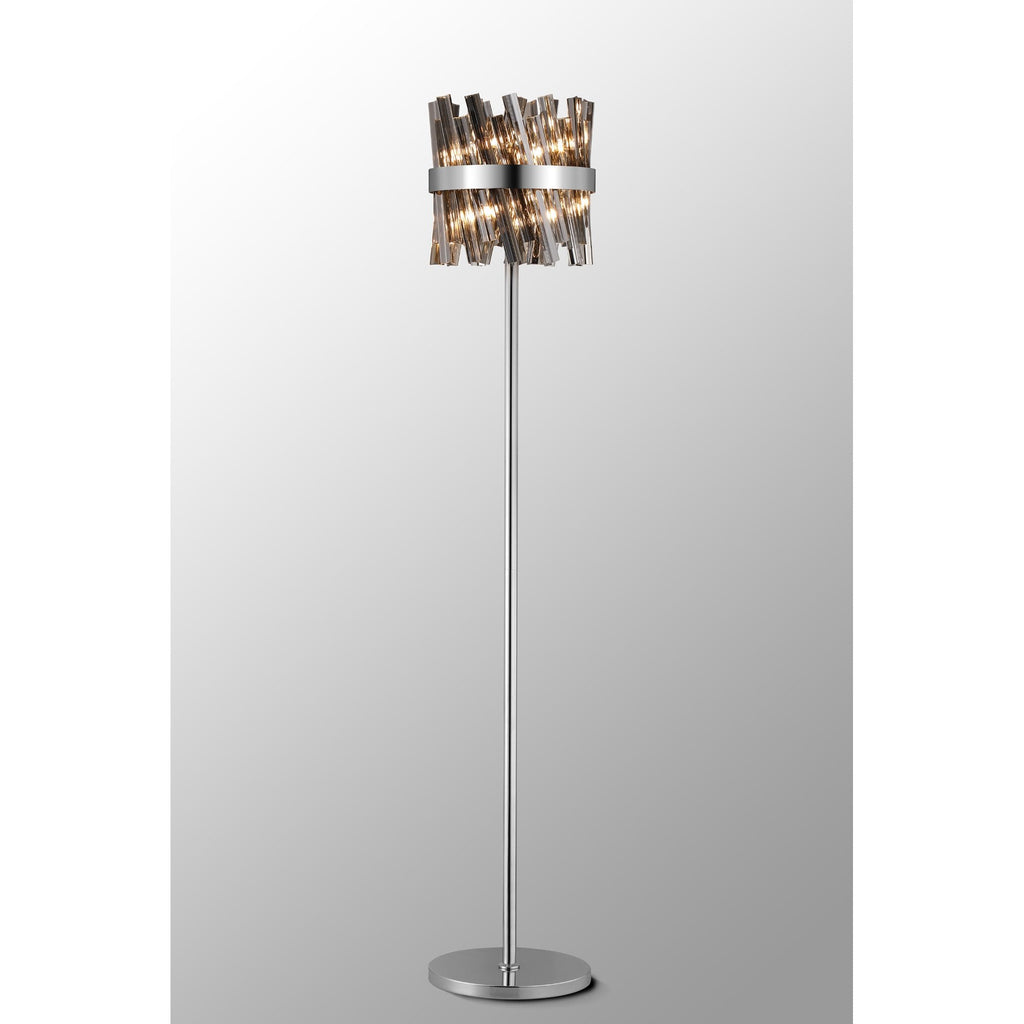 NL9514PN/SM9 Kaffer 8 Light Floor Lamp Polished Nickel Smoke