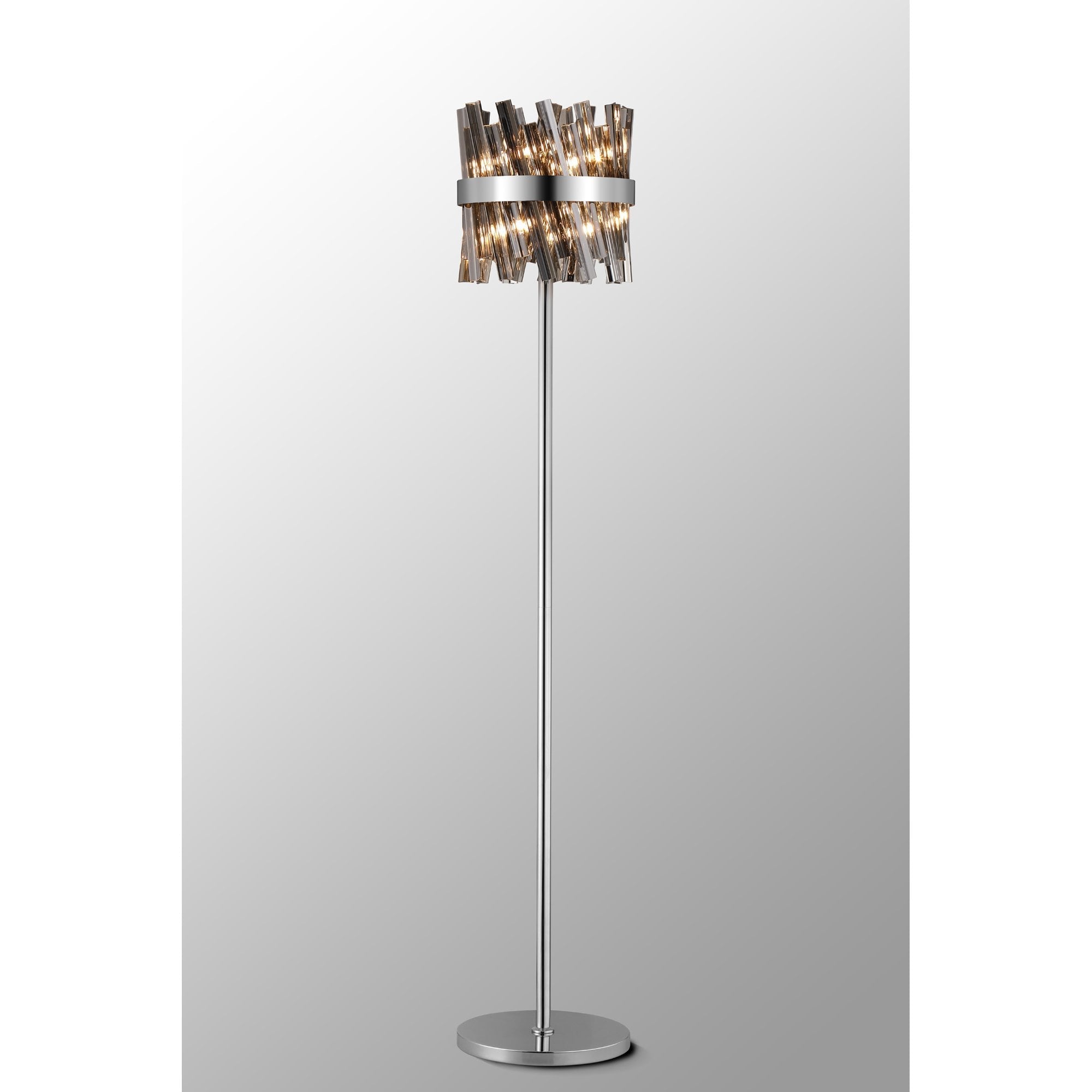 NL9514PN/SM9 Kaffer 8 Light Floor Lamp Polished Nickel Smoke