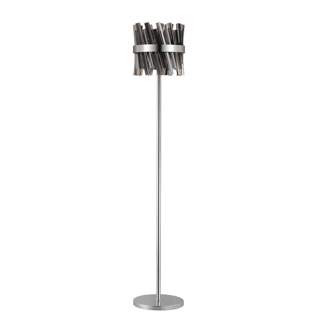 NL9514PN/SM9 Kaffer 8 Light Floor Lamp Polished Nickel Smoke