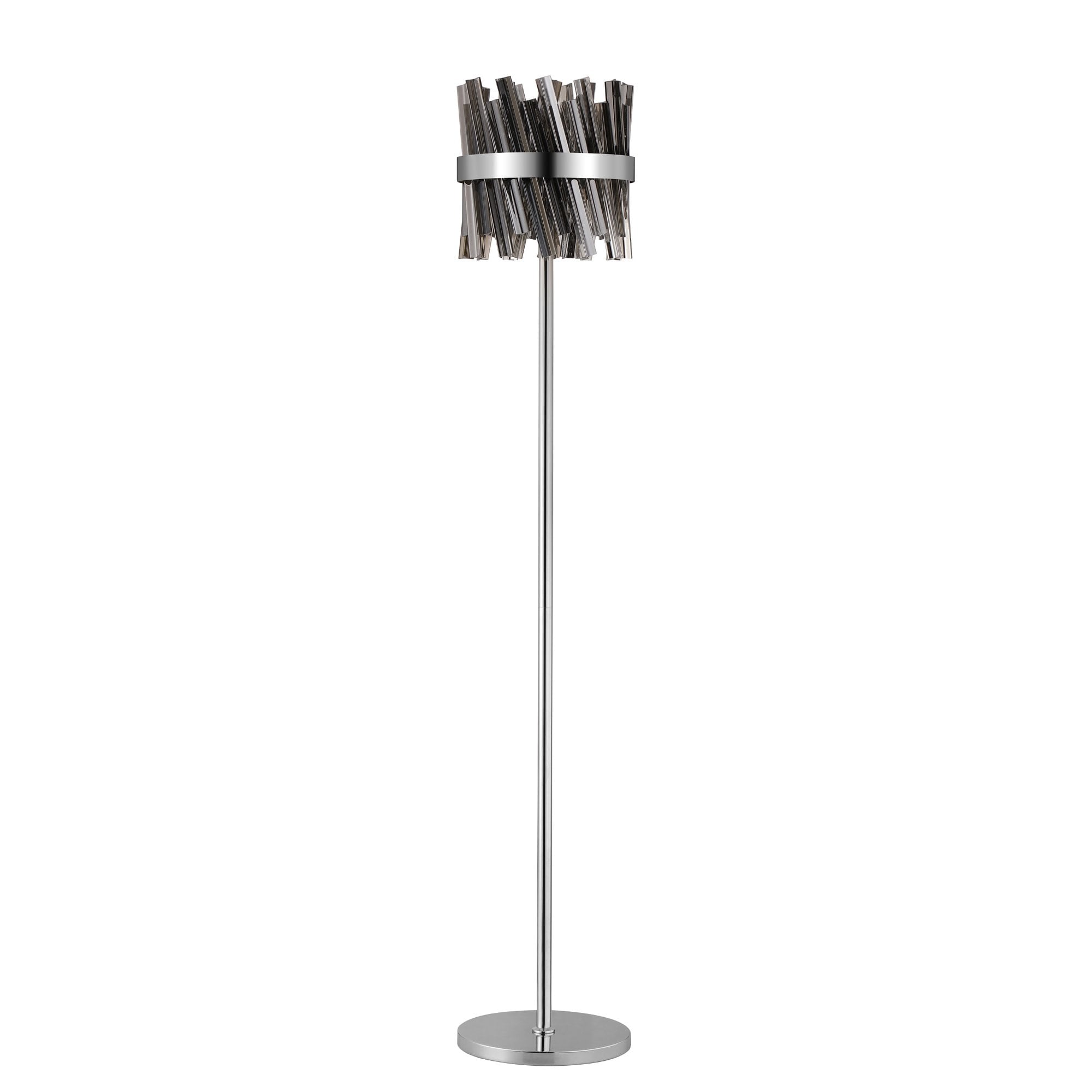 NL9514PN/SM9 Kaffer 8 Light Floor Lamp Polished Nickel Smoke