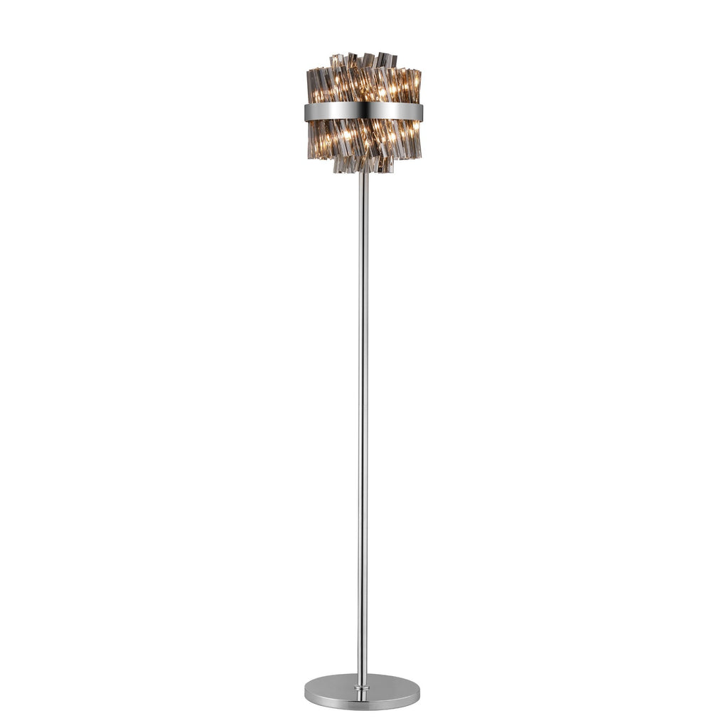 NL9514PN/SM9 Kaffer 8 Light Floor Lamp Polished Nickel Smoke