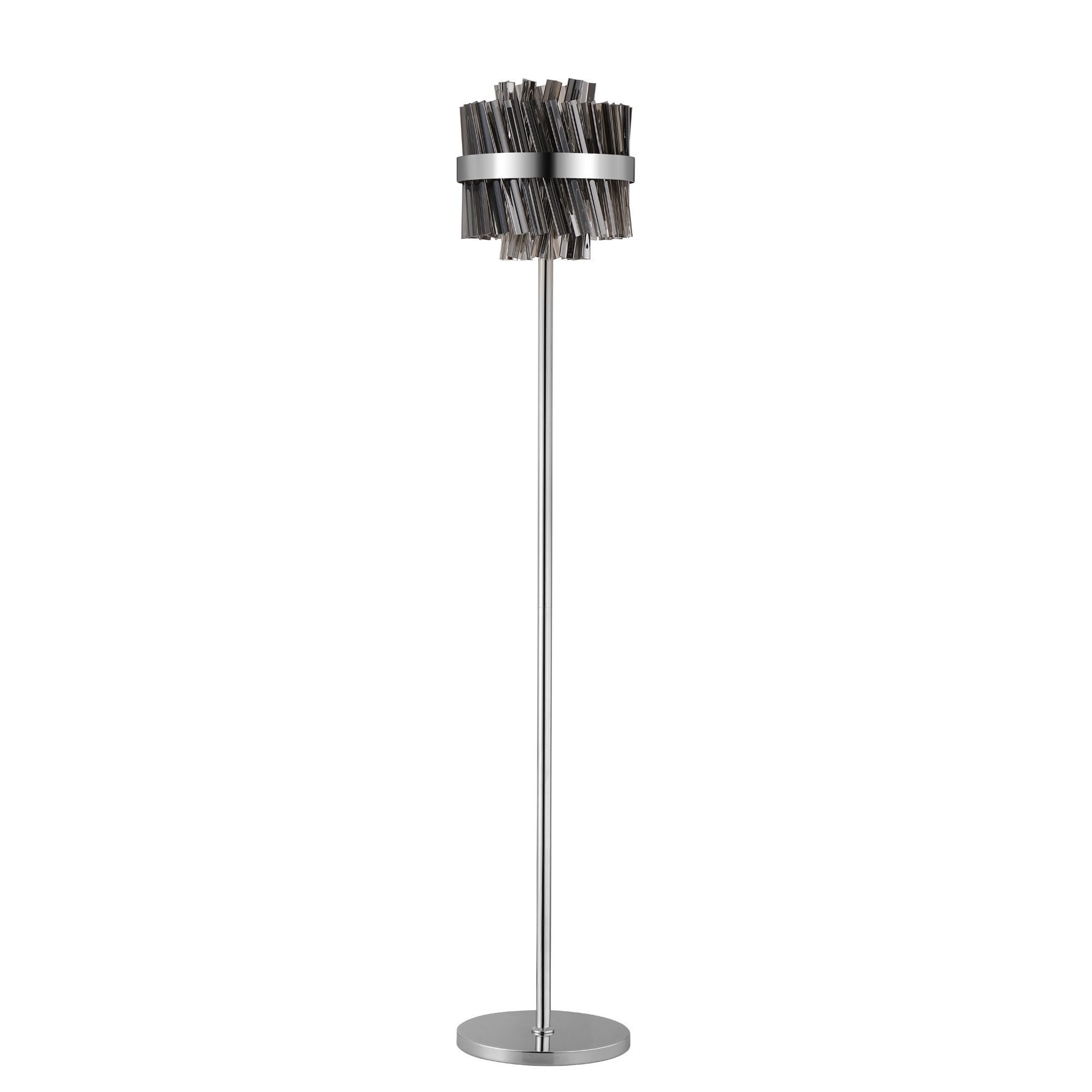 NL9514PN/SM9 Kaffer 8 Light Floor Lamp Polished Nickel Smoke