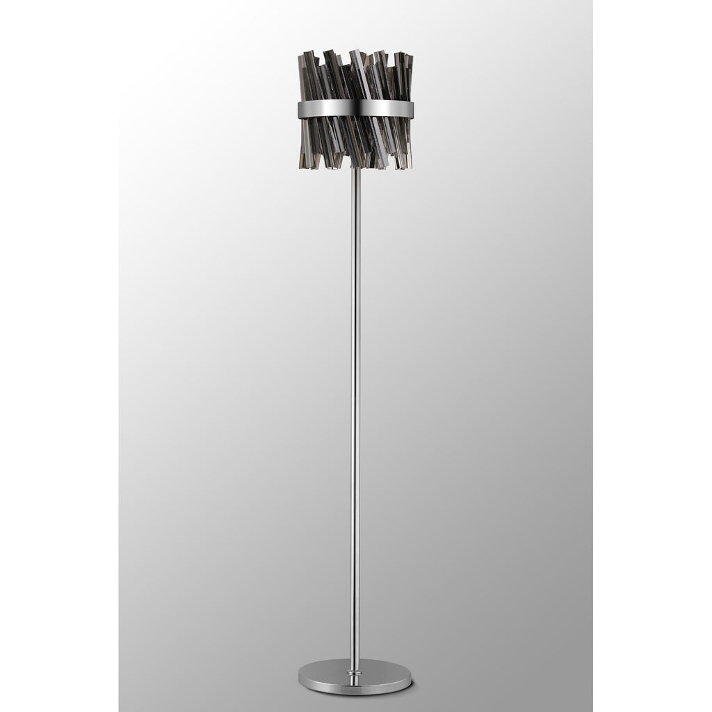 NL9514PN/SM9 Kaffer 8 Light Floor Lamp Polished Nickel Smoke