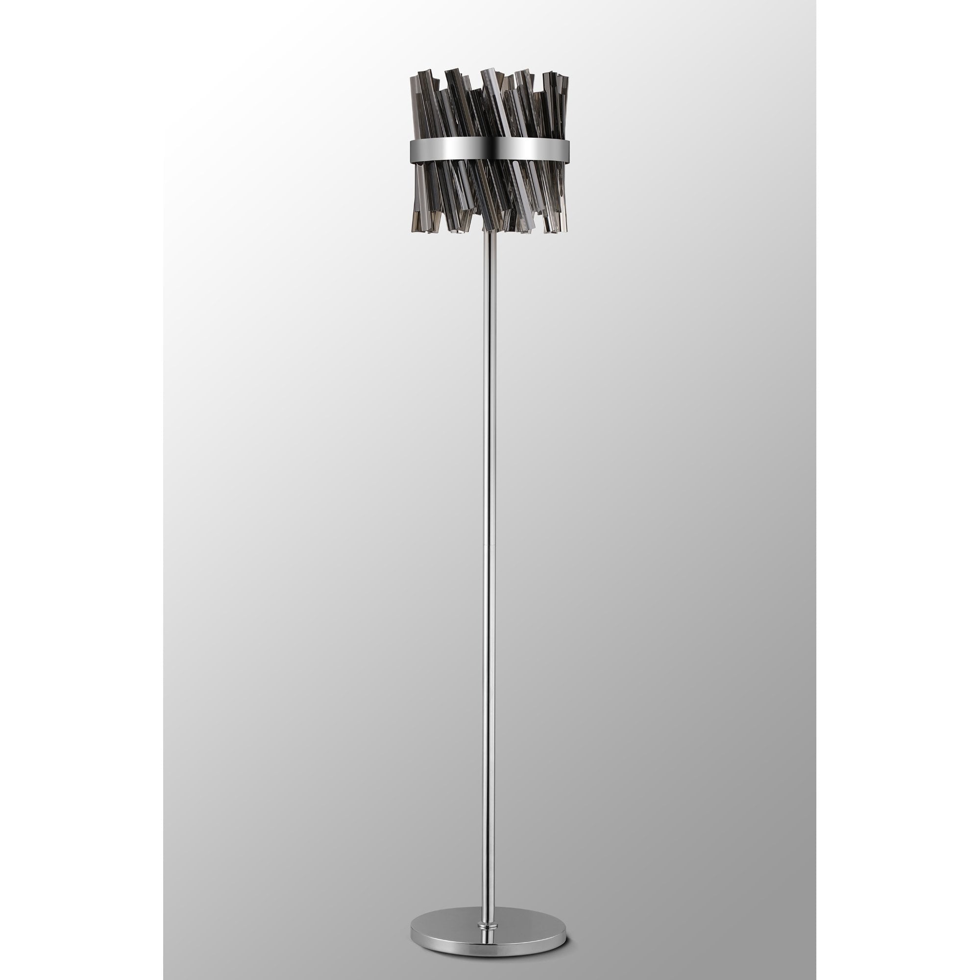 NL9514PN/SM9 Kaffer 8 Light Floor Lamp Polished Nickel Smoke