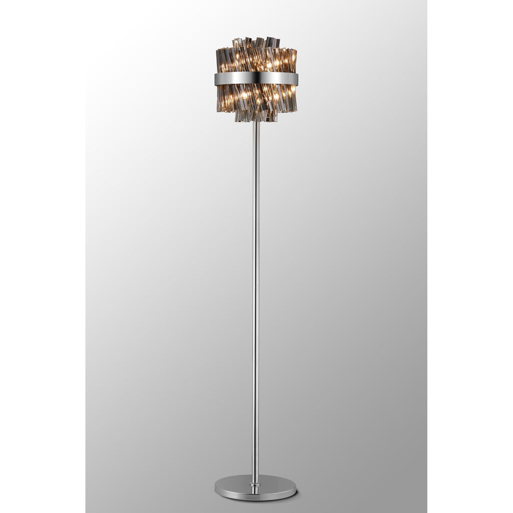NL9514PN/SM9 Kaffer 8 Light Floor Lamp Polished Nickel Smoke