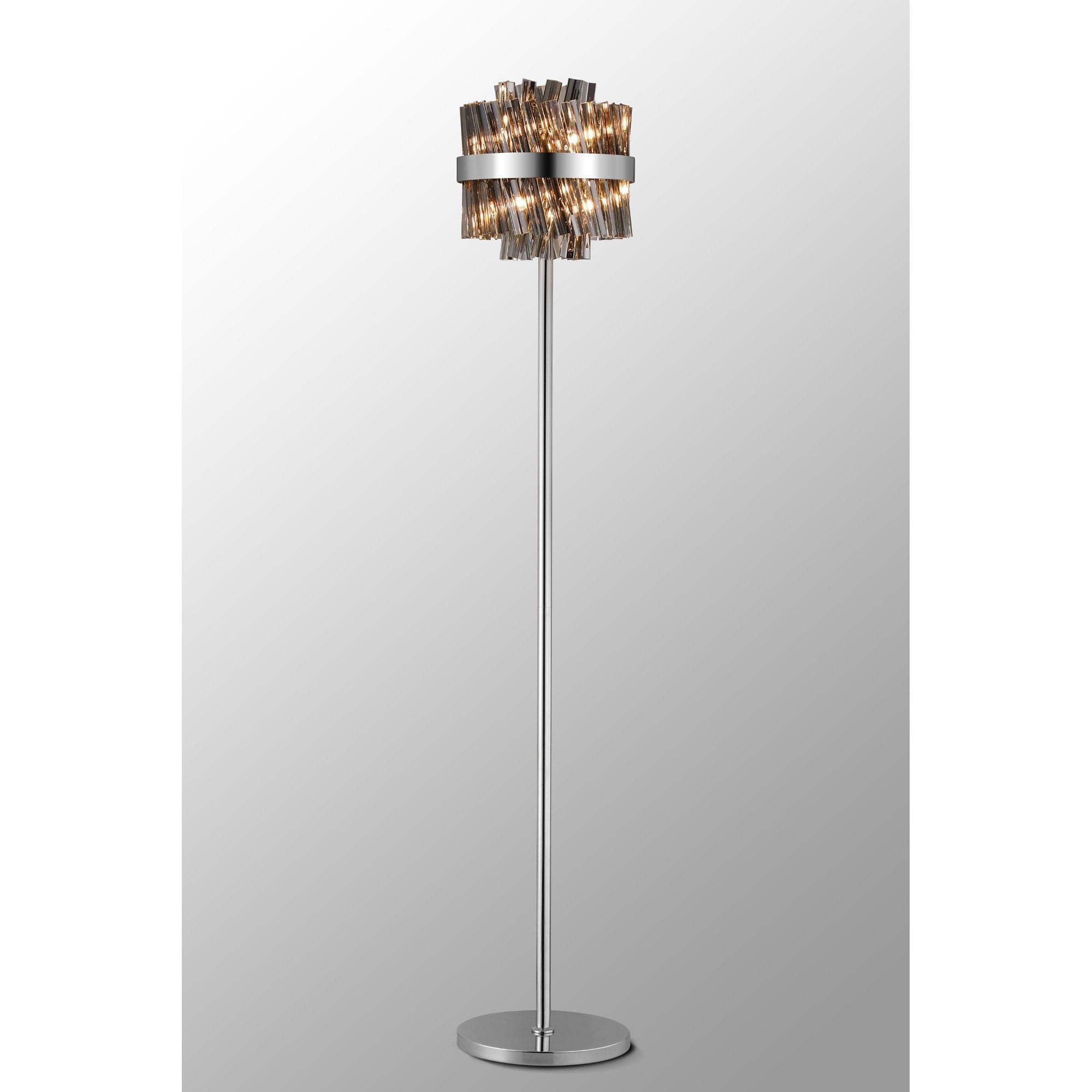 NL9514PN/SM9 Kaffer 8 Light Floor Lamp Polished Nickel Smoke