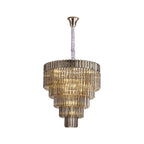 NL84449 Vienna 19 Light Round 5 Tier Pendant Polished Nickel Smoked