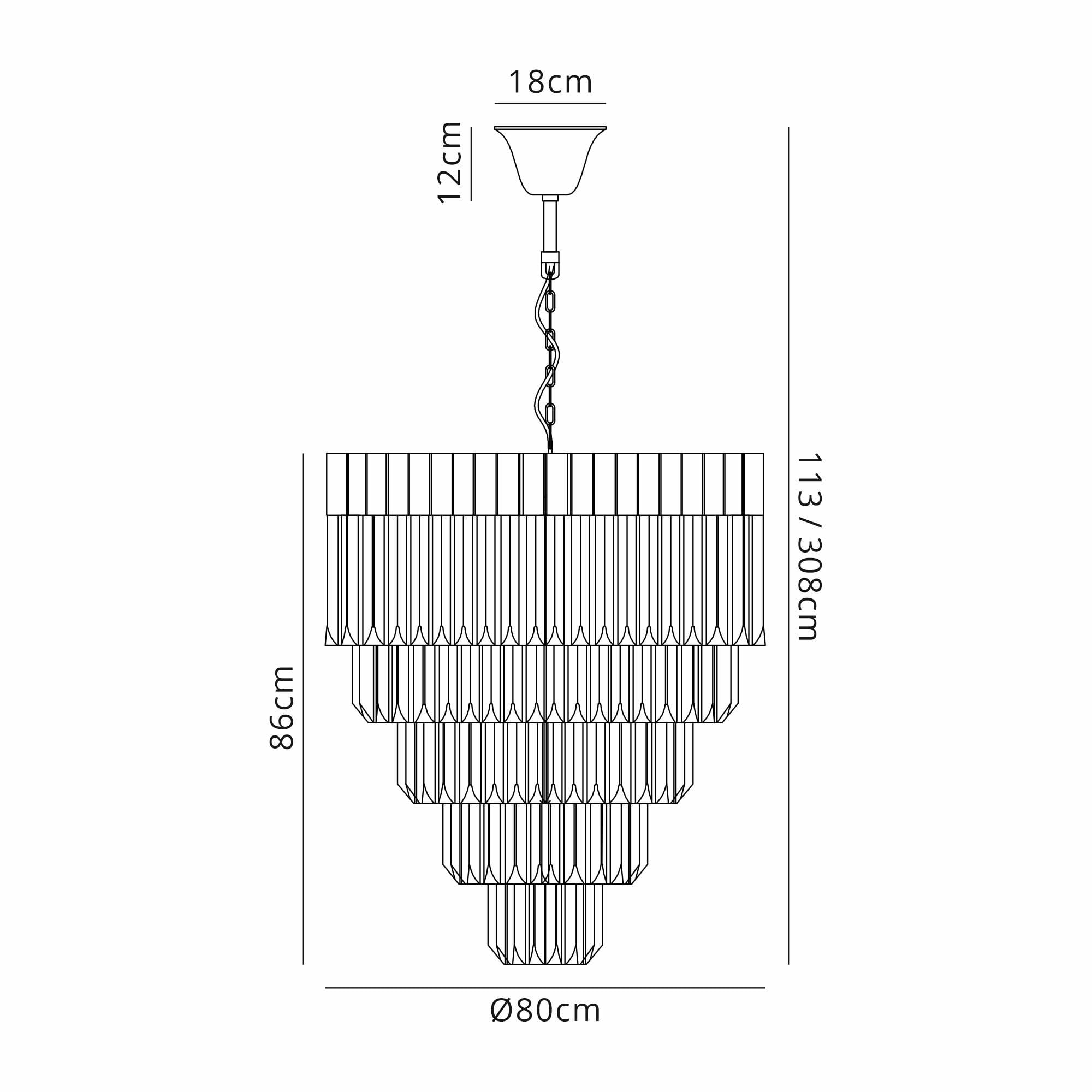 NL84449 Vienna 19 Light Round 5 Tier Pendant Polished Nickel Smoked