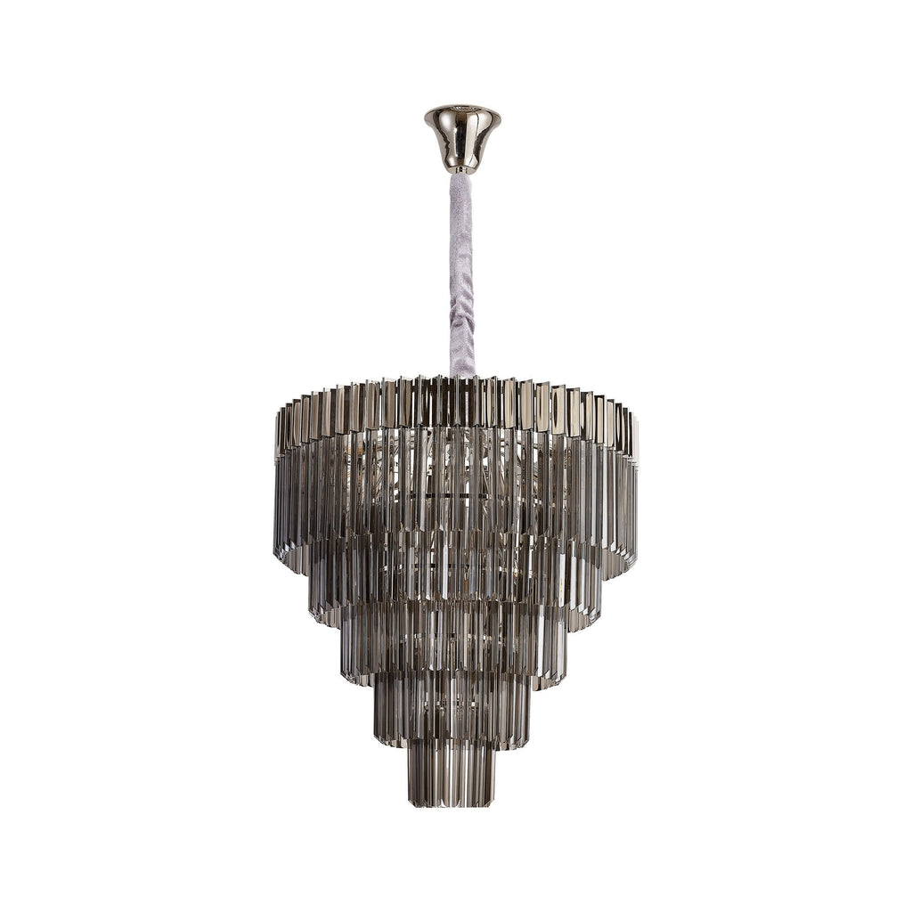NL84449 Vienna 19 Light Round 5 Tier Pendant Polished Nickel Smoked