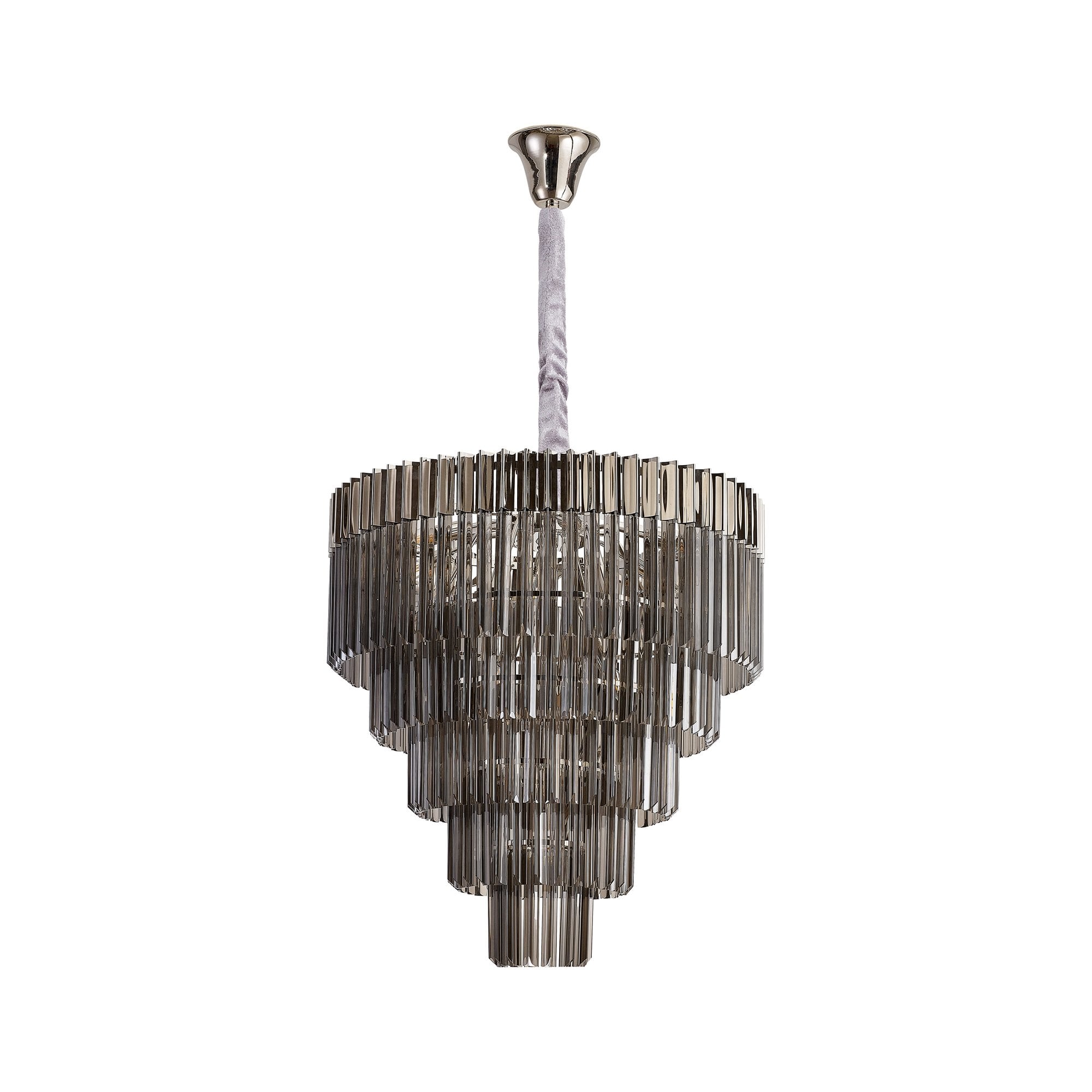 NL84449 Vienna 19 Light Round 5 Tier Pendant Polished Nickel Smoked