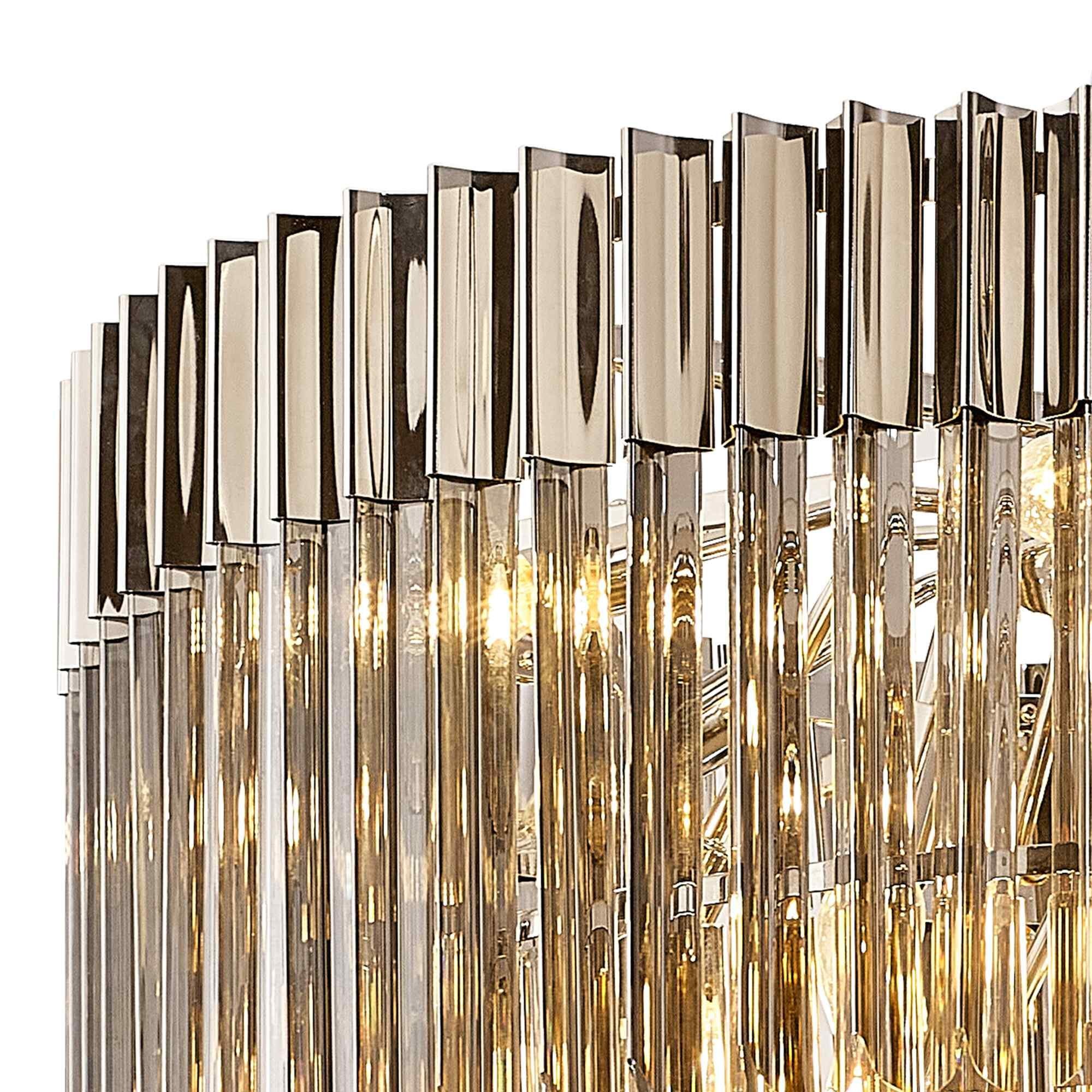 NL84449 Vienna 19 Light Round 5 Tier Pendant Polished Nickel Smoked