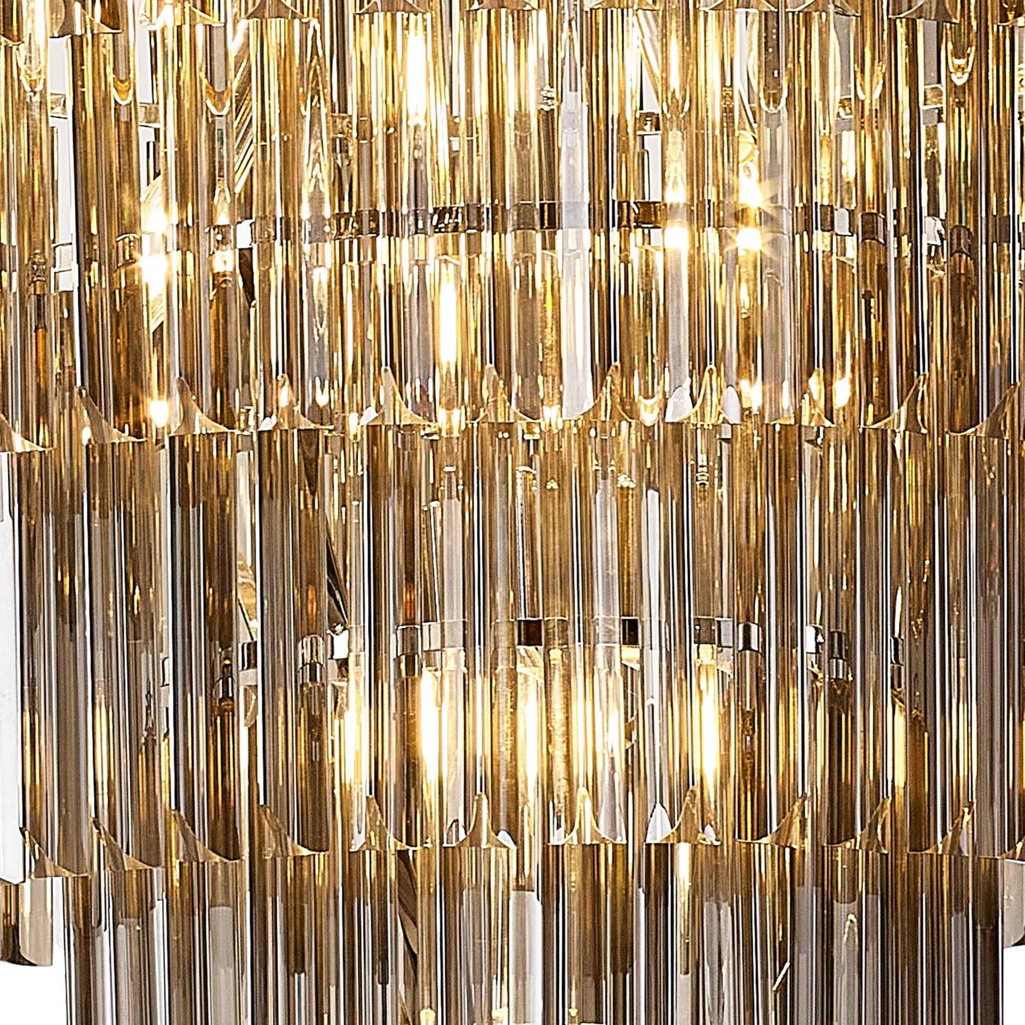 NL84449 Vienna 19 Light Round 5 Tier Pendant Polished Nickel Smoked