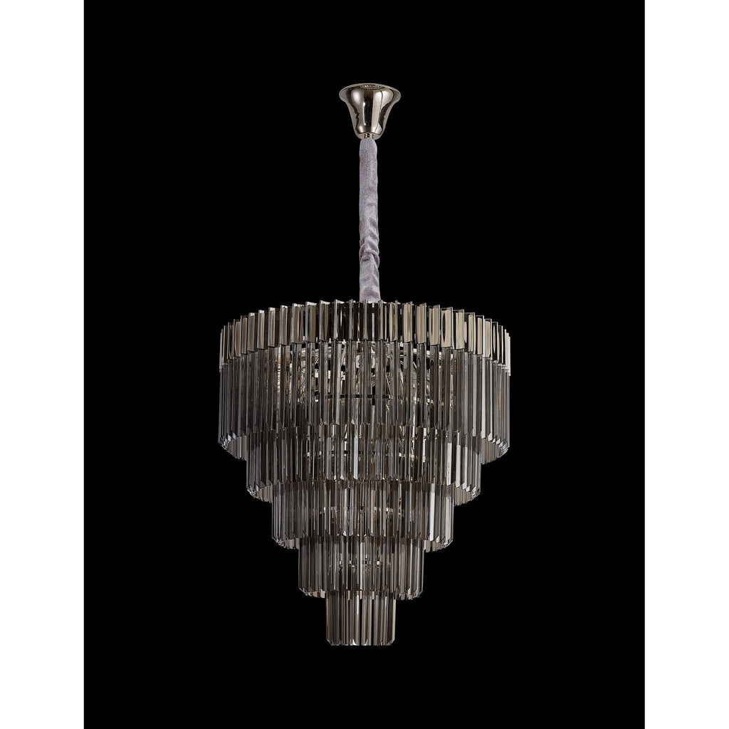 NL84449 Vienna 19 Light Round 5 Tier Pendant Polished Nickel Smoked